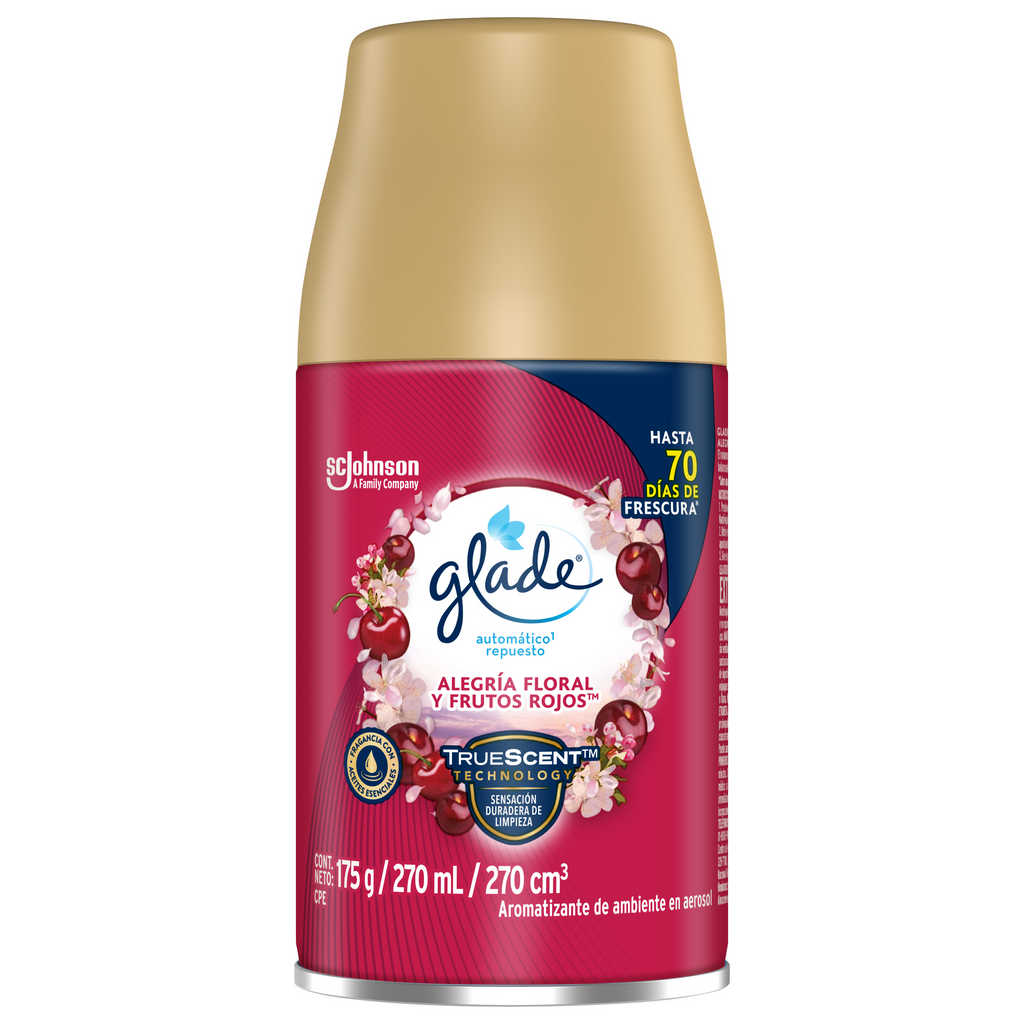 Glade® Aromatizante Automático en Aerosol Alegría Floral y Frutos Rojos 175 g Repuesto