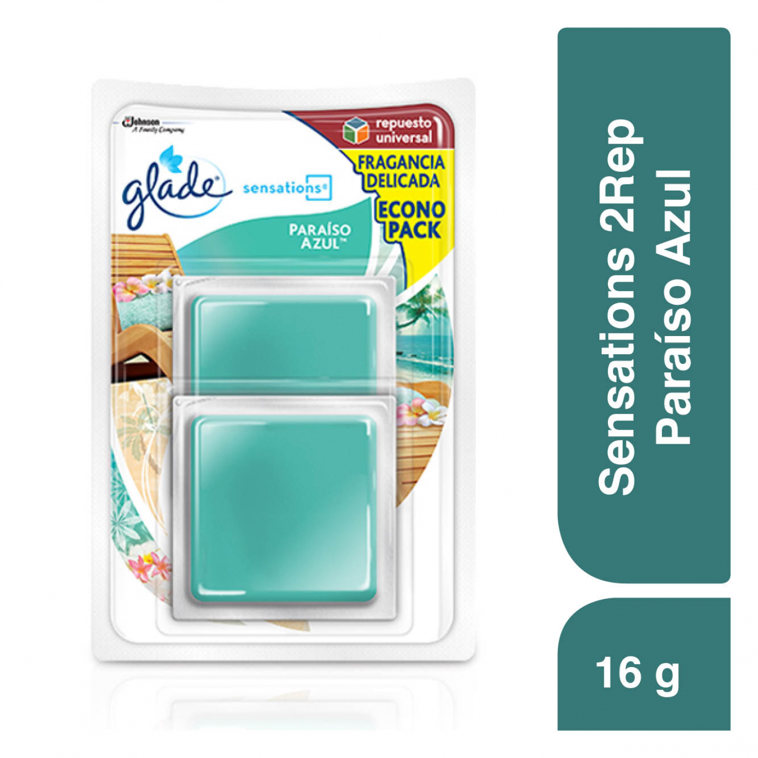 Glade Sensations Refill x2 Paraíso Azul 16g