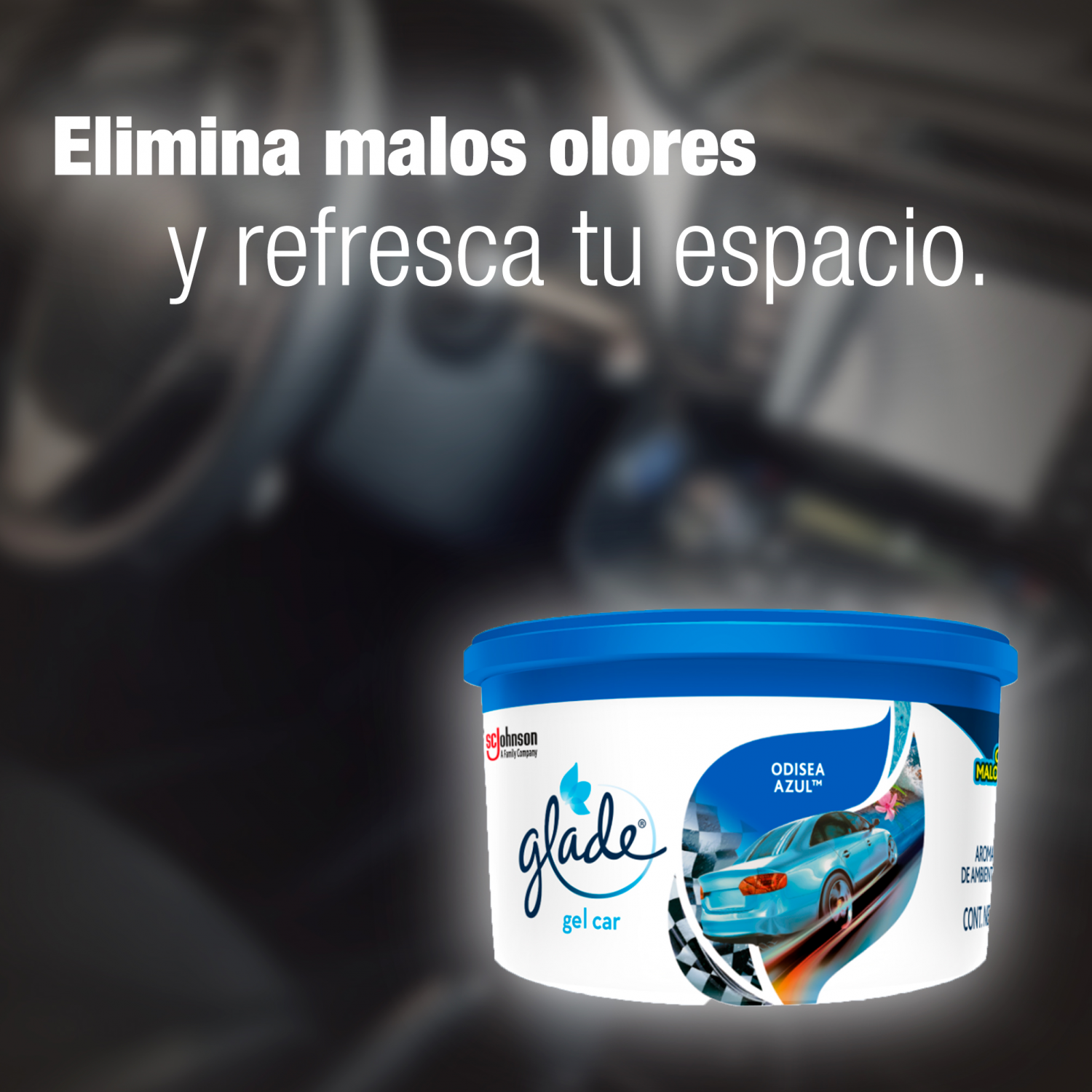 Glade Aromatizante para Carro Mini Gel Car, Blue Odyssey 70g