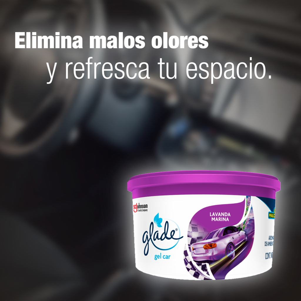 Glade Aromatizante para Carro Mini Gel Car, Lavanda Marina 70g