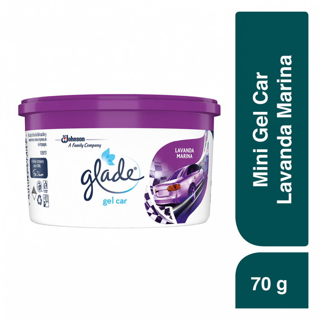 Glade Aromatizante para Carro Mini Gel Car, Lavanda Marina 70g