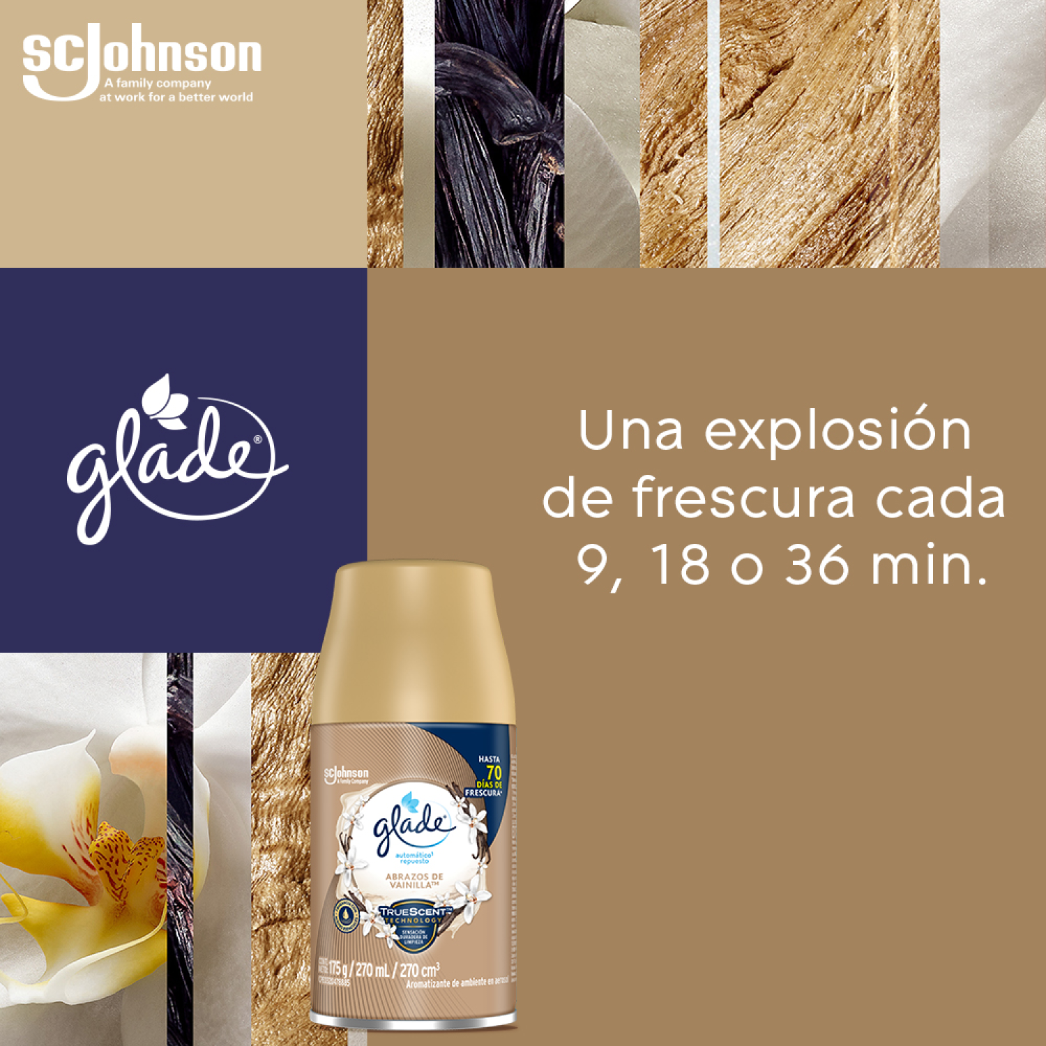 Glade® Aromatizante Automático en Aerosol Abrazos de Vainilla™ 175 g Repuesto