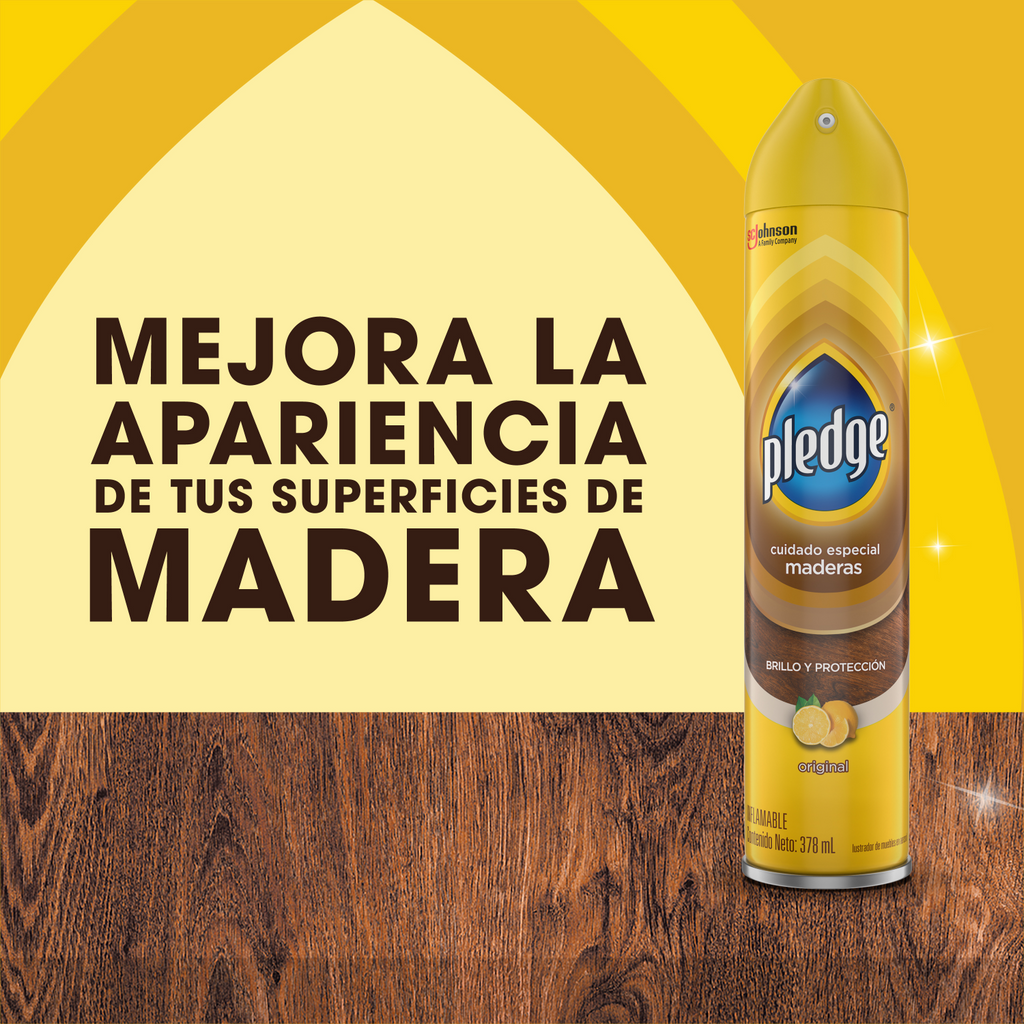 Pledge Maderas Lustrador de Muebles en Aerosol Original 378 mL