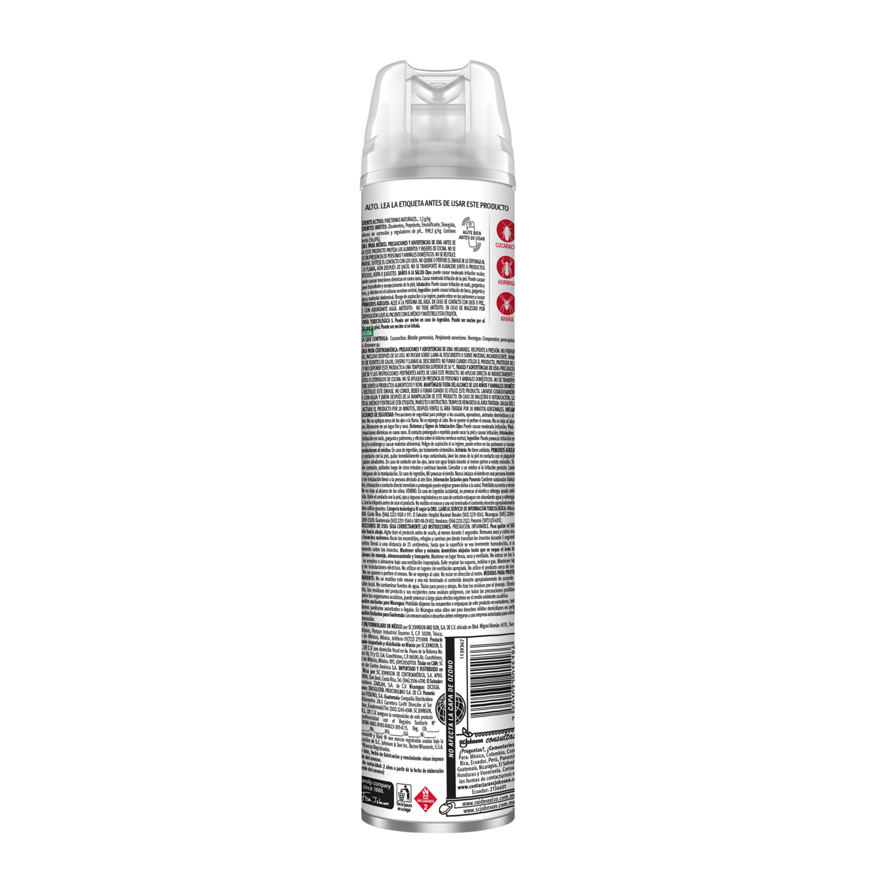 Mata Insectos Rastreros, Raid Essentials 400 mL, Insecticida en Aerosol.