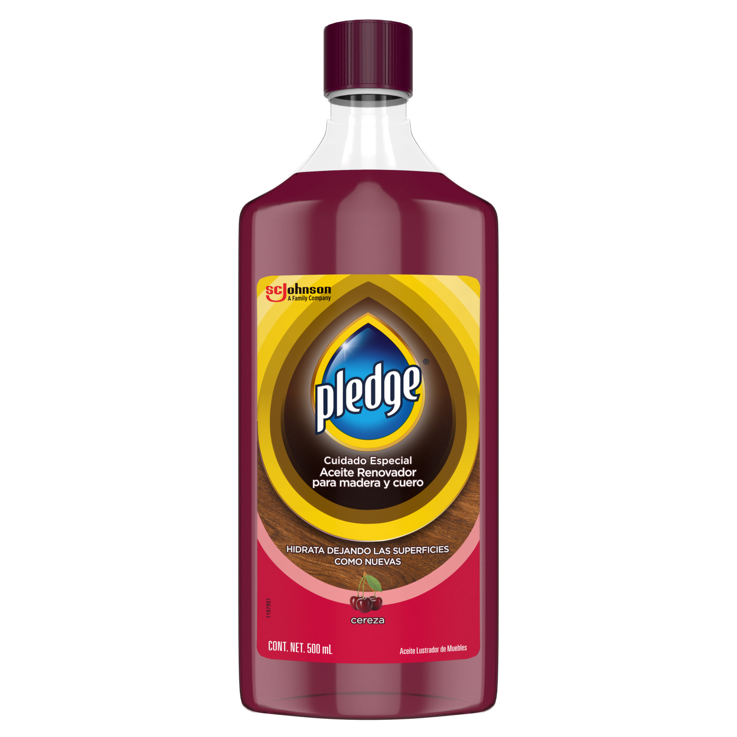 Pledge Lustrador Renovador de Muebles de Madera y Cuero en Aceite Cereza 500 mL