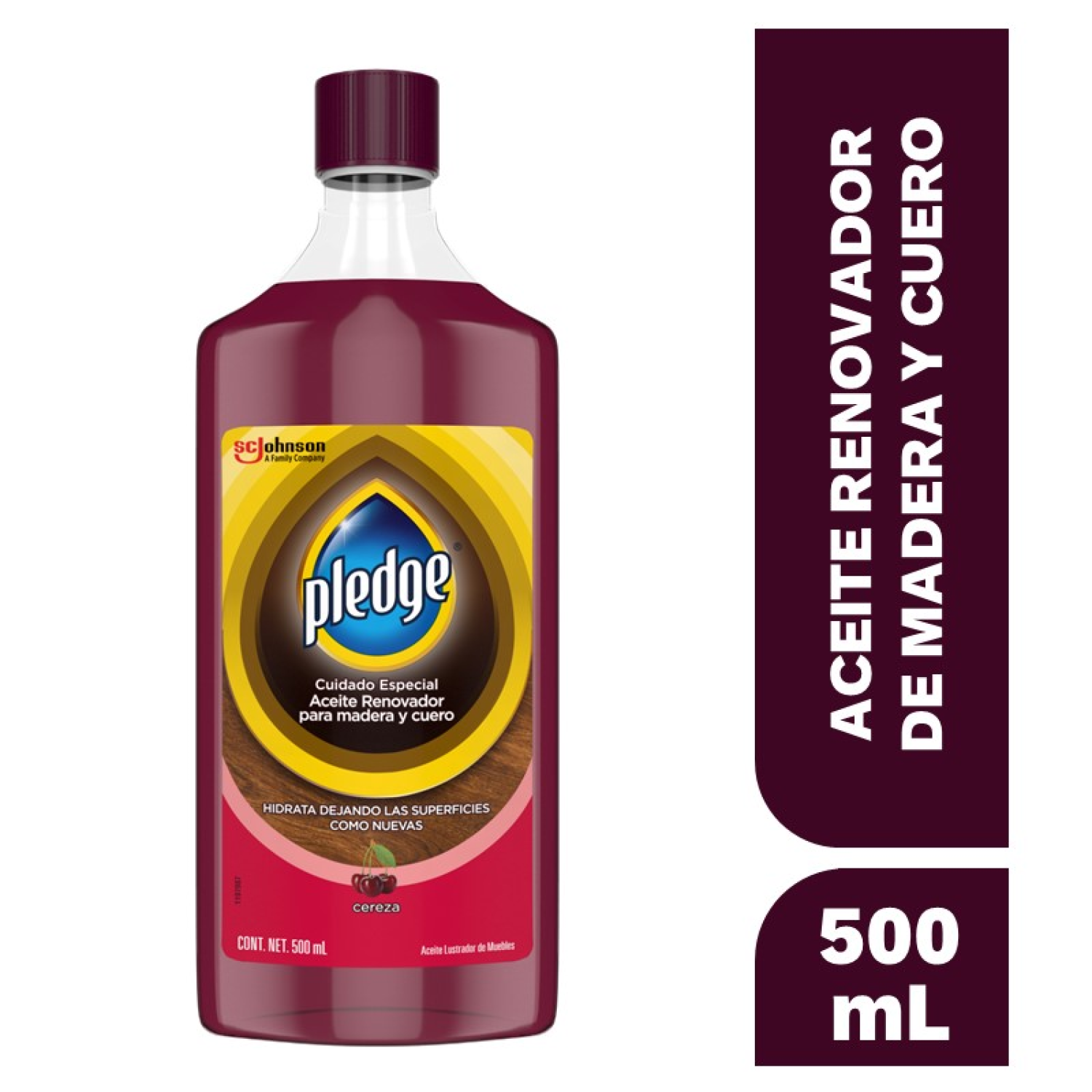 Pledge Lustrador Renovador de Muebles de Madera y Cuero en Aceite Cereza 500 mL