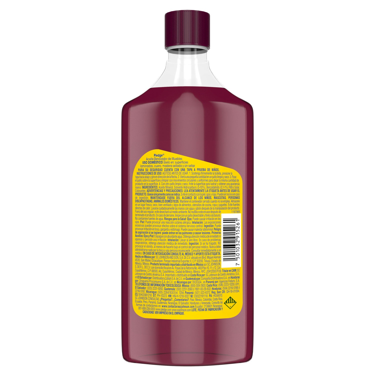 Pledge Lustrador Renovador de Muebles de Madera y Cuero en Aceite Cereza 500 mL