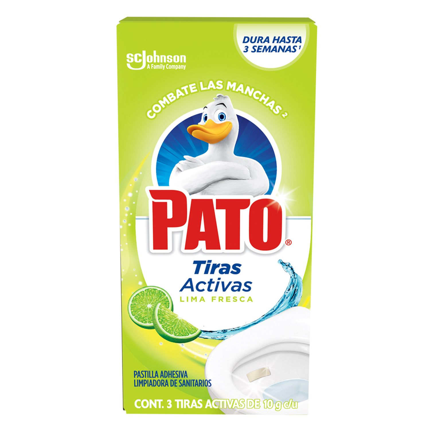 Pato® Tiras Activas Lima Fresca, Pastillas adhesivas para Sanitario, 3 unidades