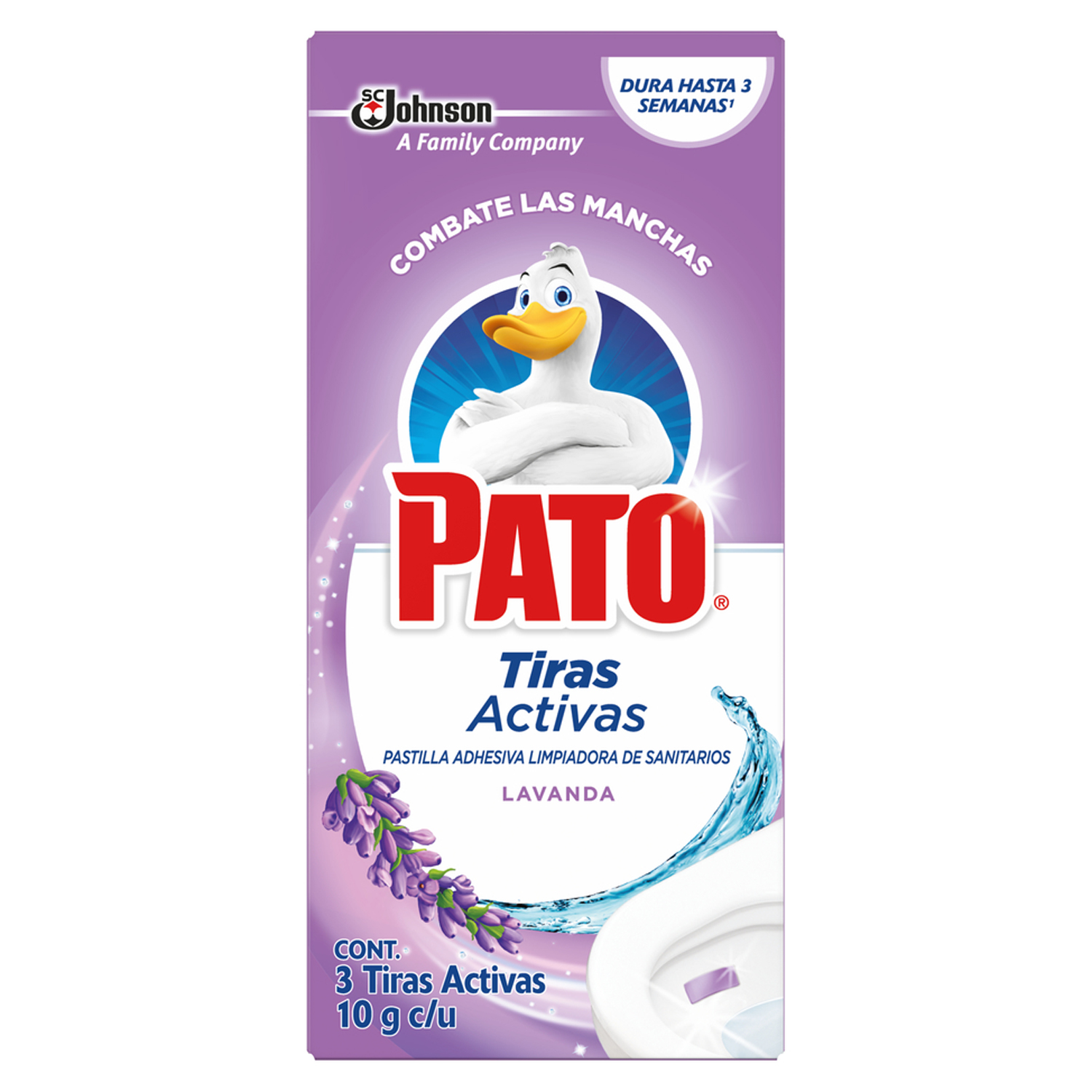 Pato® Tiras Activas Lavanda, Pastillas adhesivas para Sanitario, 3 unidades