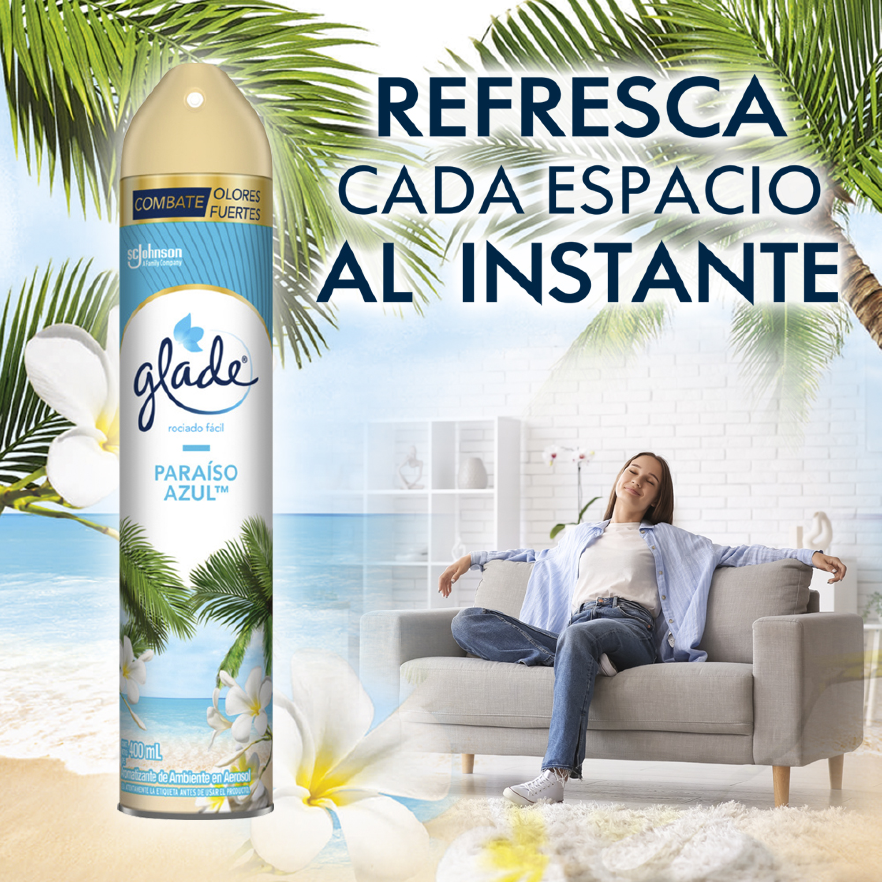 Glade Aromatizante Aerosol Paraíso Azul 400ml