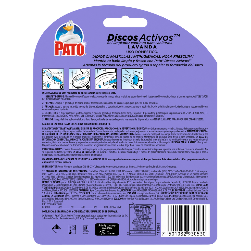 Pato Baños Discos Activos Lavanda 36 ml con un aplicador