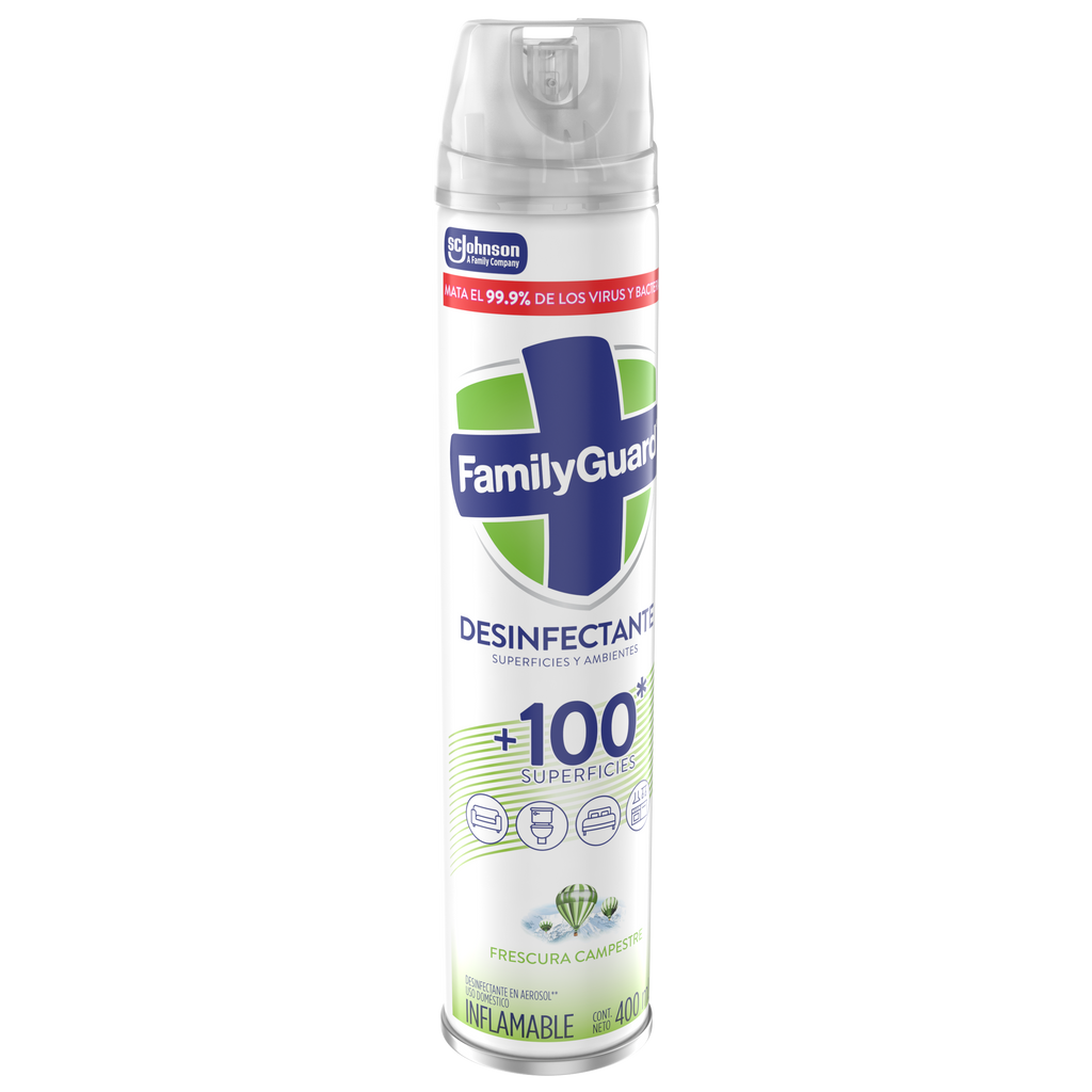 FamilyGuard Desinfectante y Eliminador de Olores en Aerosol Frescura Campestre 400 ml
