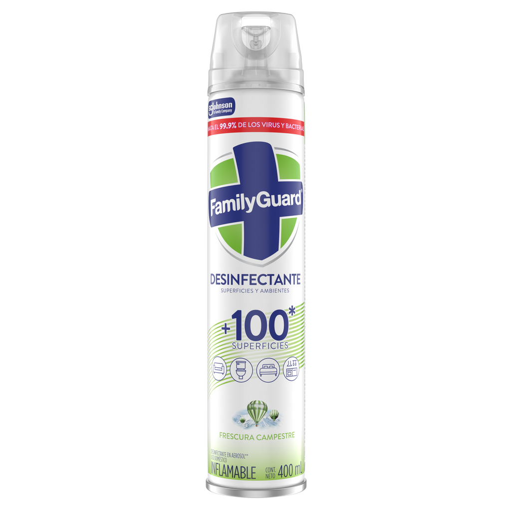 FamilyGuard Desinfectante y Eliminador de Olores en Aerosol Frescura Campestre 400 ml