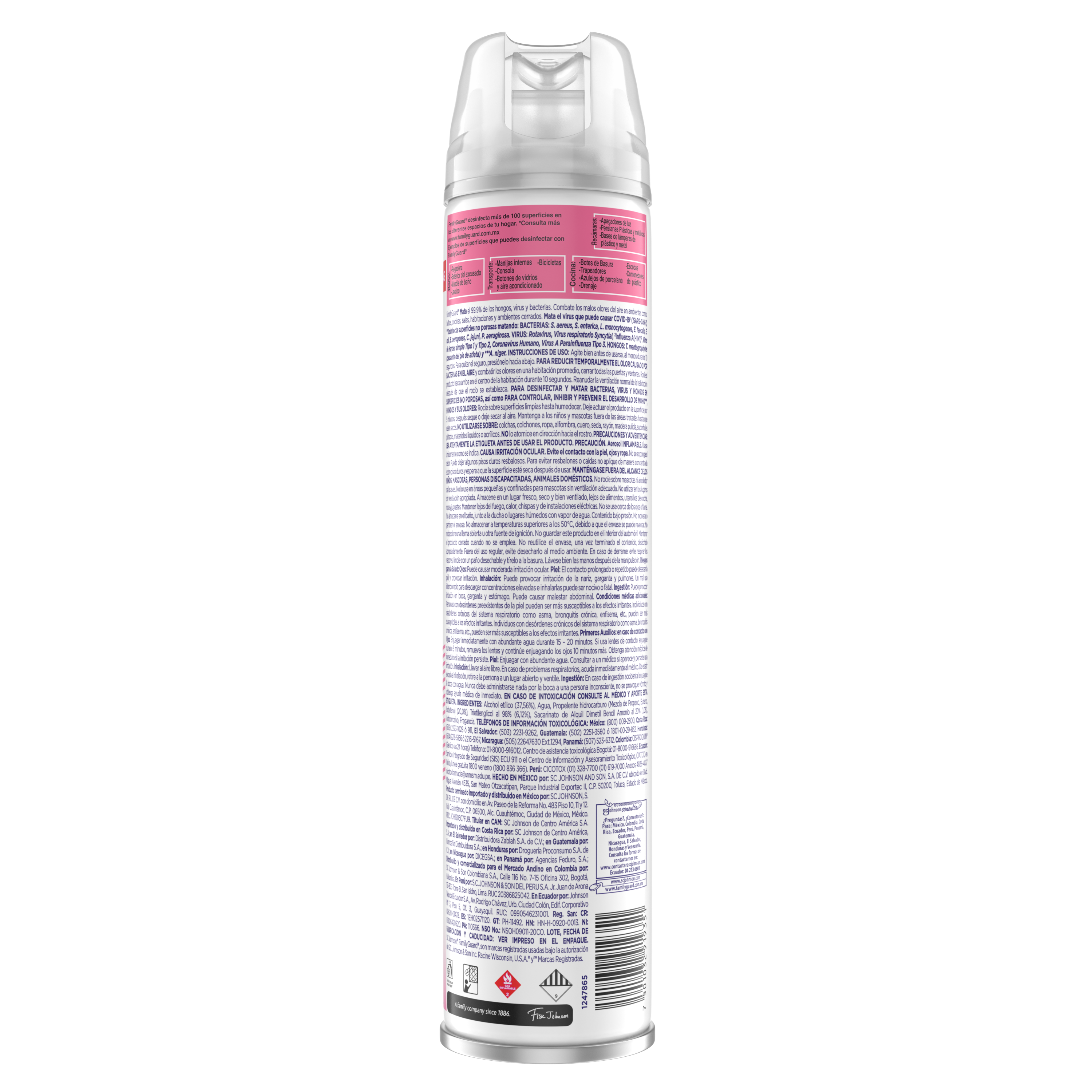 FamilyGuard Desinfectante y Eliminador de Olores en Aerosol Lavanda 400 ml