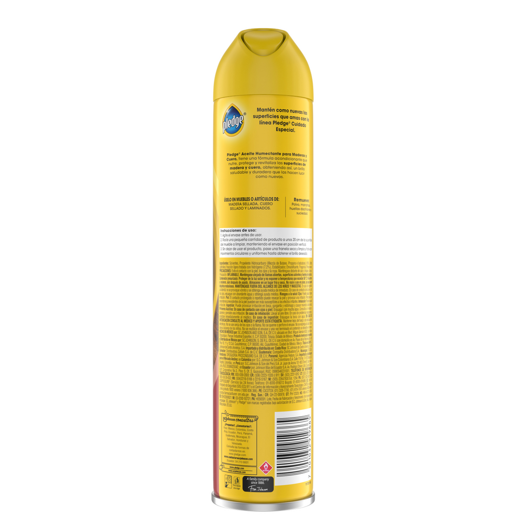 Pledge Lustrador Renovador de Muebles de Madera y Cuero en Aerosol Ámbar y Argán 378 mL