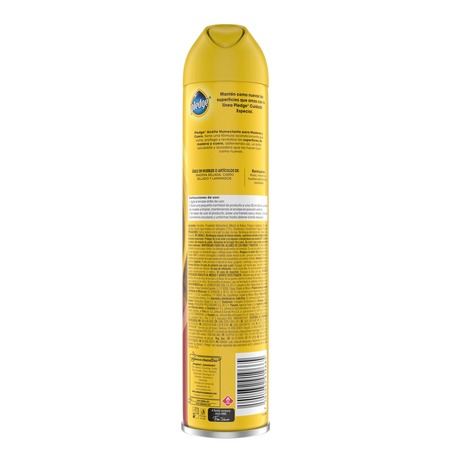 Pledge Lustrador Renovador de Muebles de Madera y Cuero en Aerosol Ámbar y Argán 378 mL