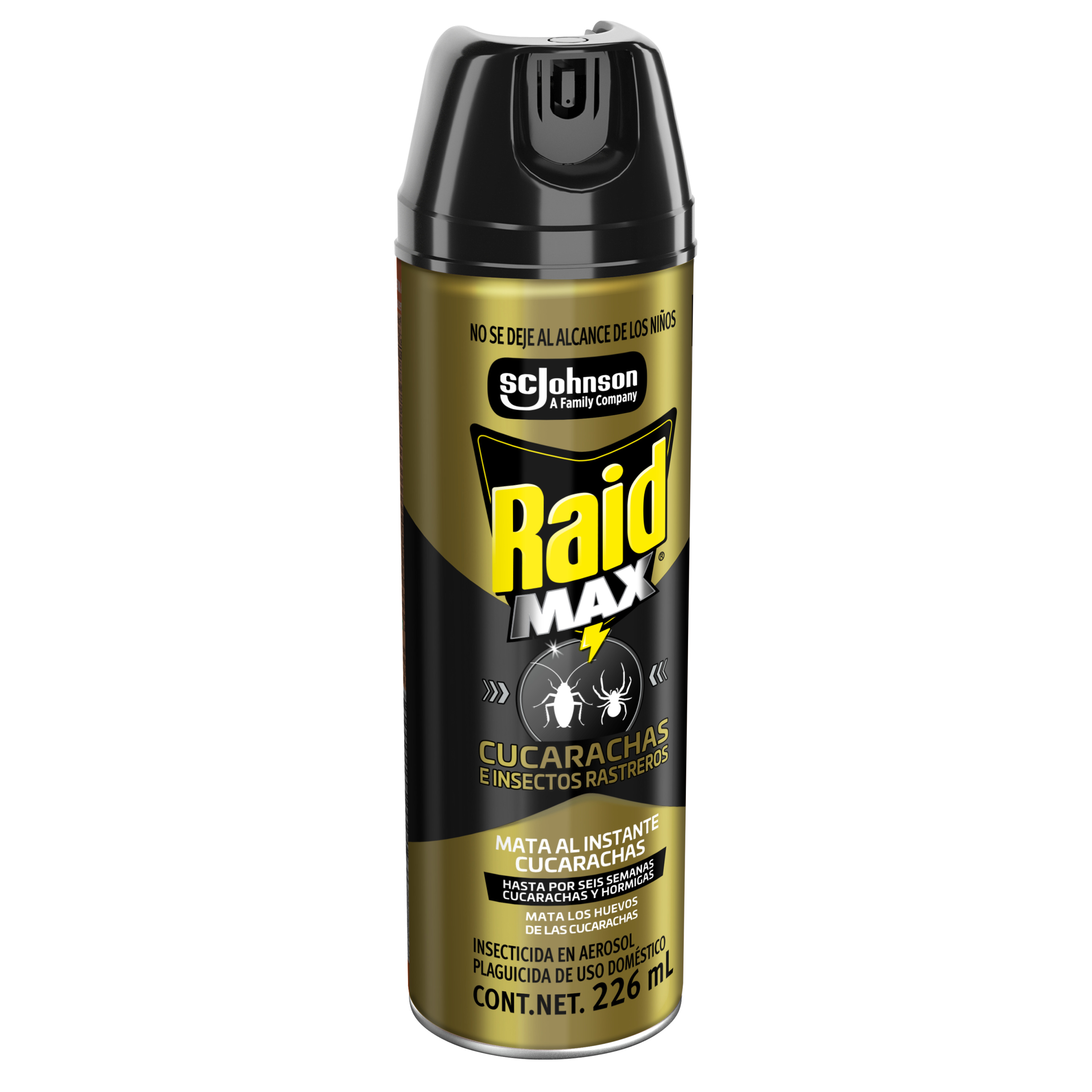 Raid Max® Insecticida en Aerosol, Mata Cucarachas e Insectos Rastreros, Plaguicida de Uso Domestico, 226 mL
