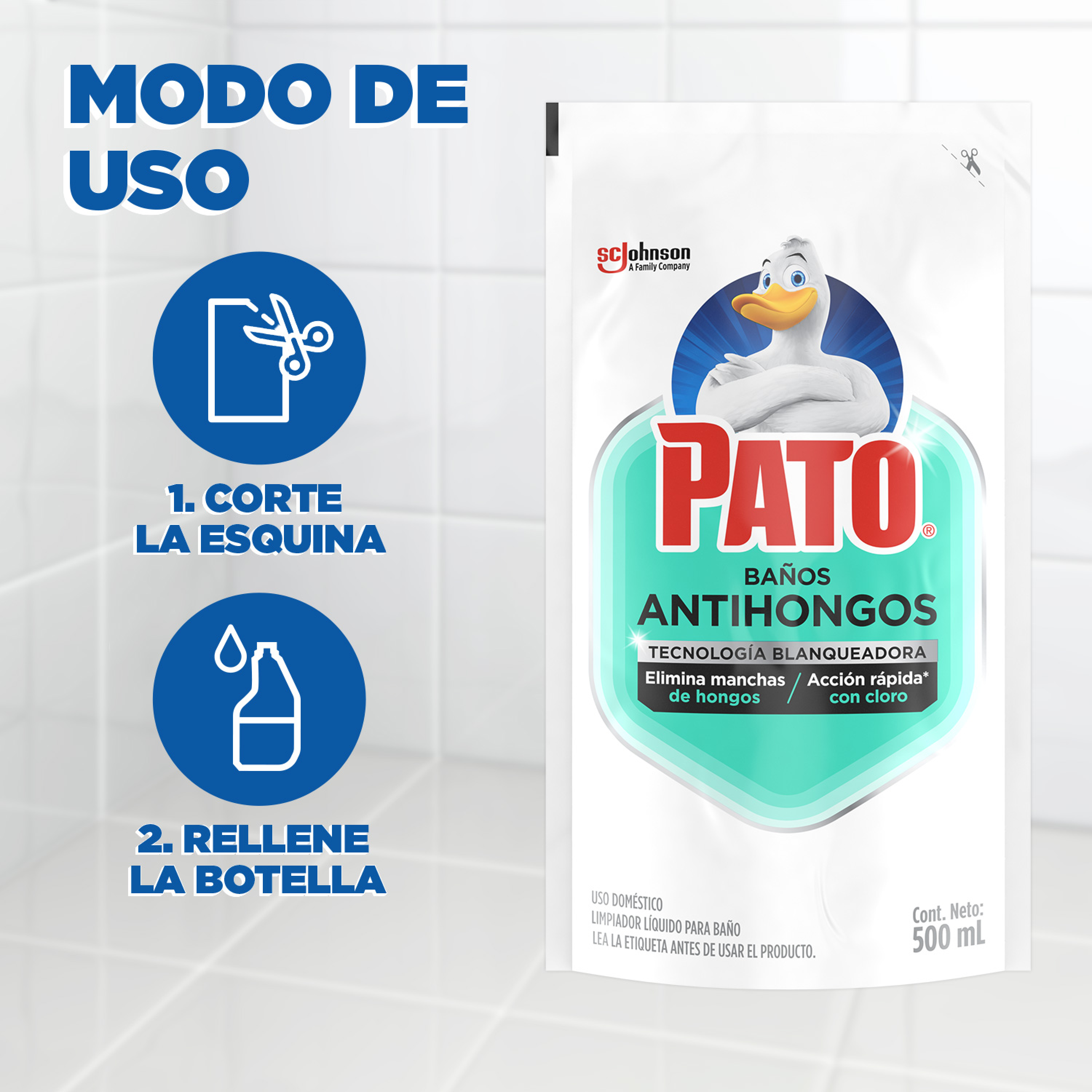 Pato Baño, Antihongos con cloro, Repuesto 500mL