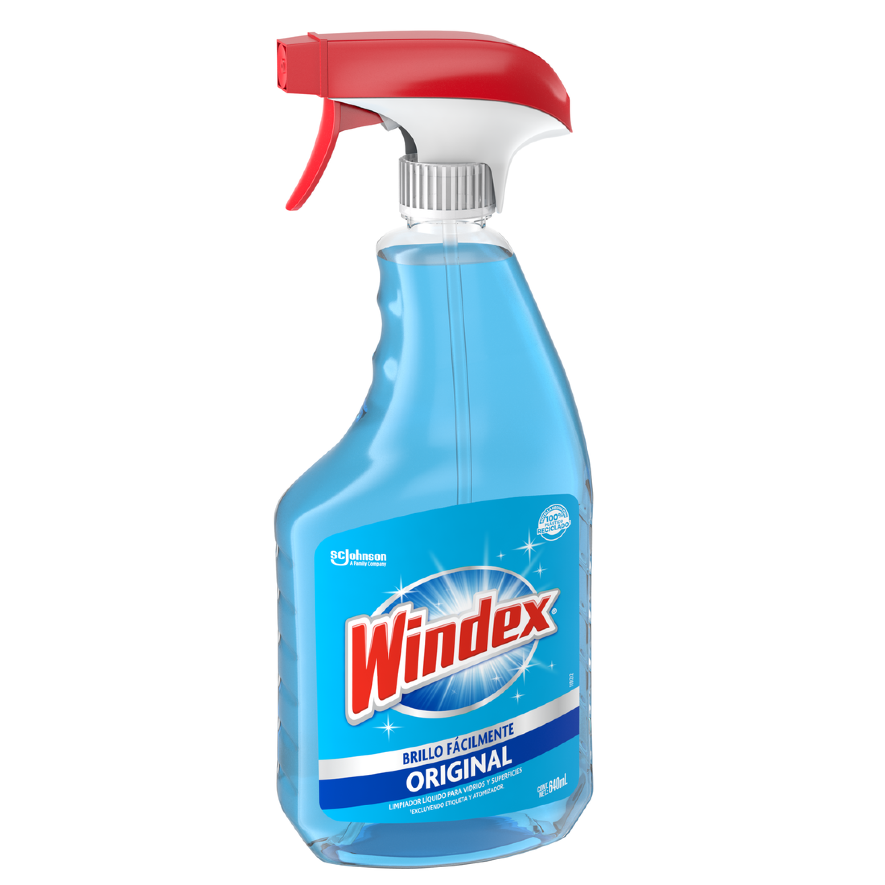 Windex Limpiador Líquido Para Vidrios y Superficies, Brillo Fácilmente, Original, 1 Atomizador, 640mL