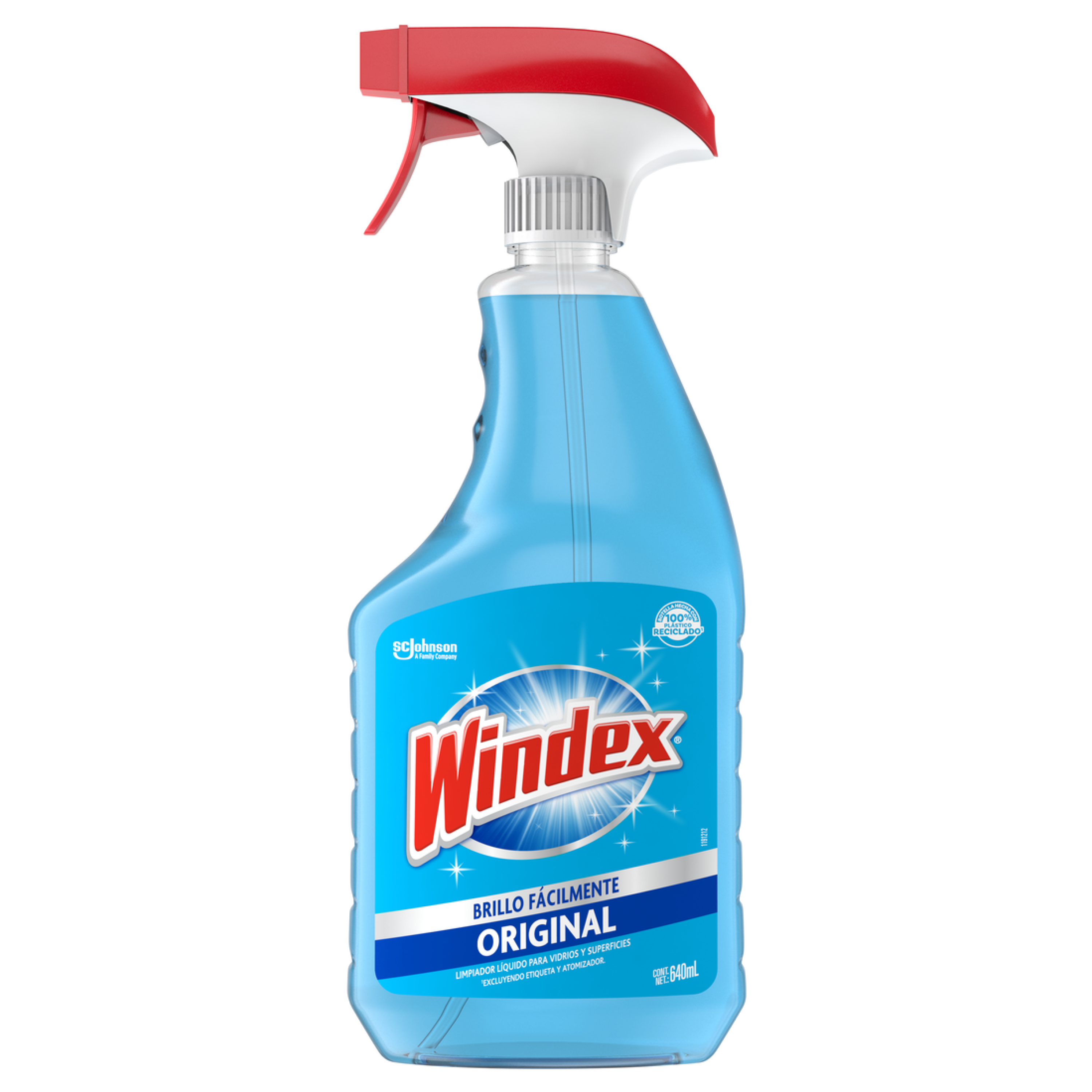 Windex Limpiador Líquido Para Vidrios y Superficies, Brillo Fácilmente, Original, 1 Atomizador, 640mL