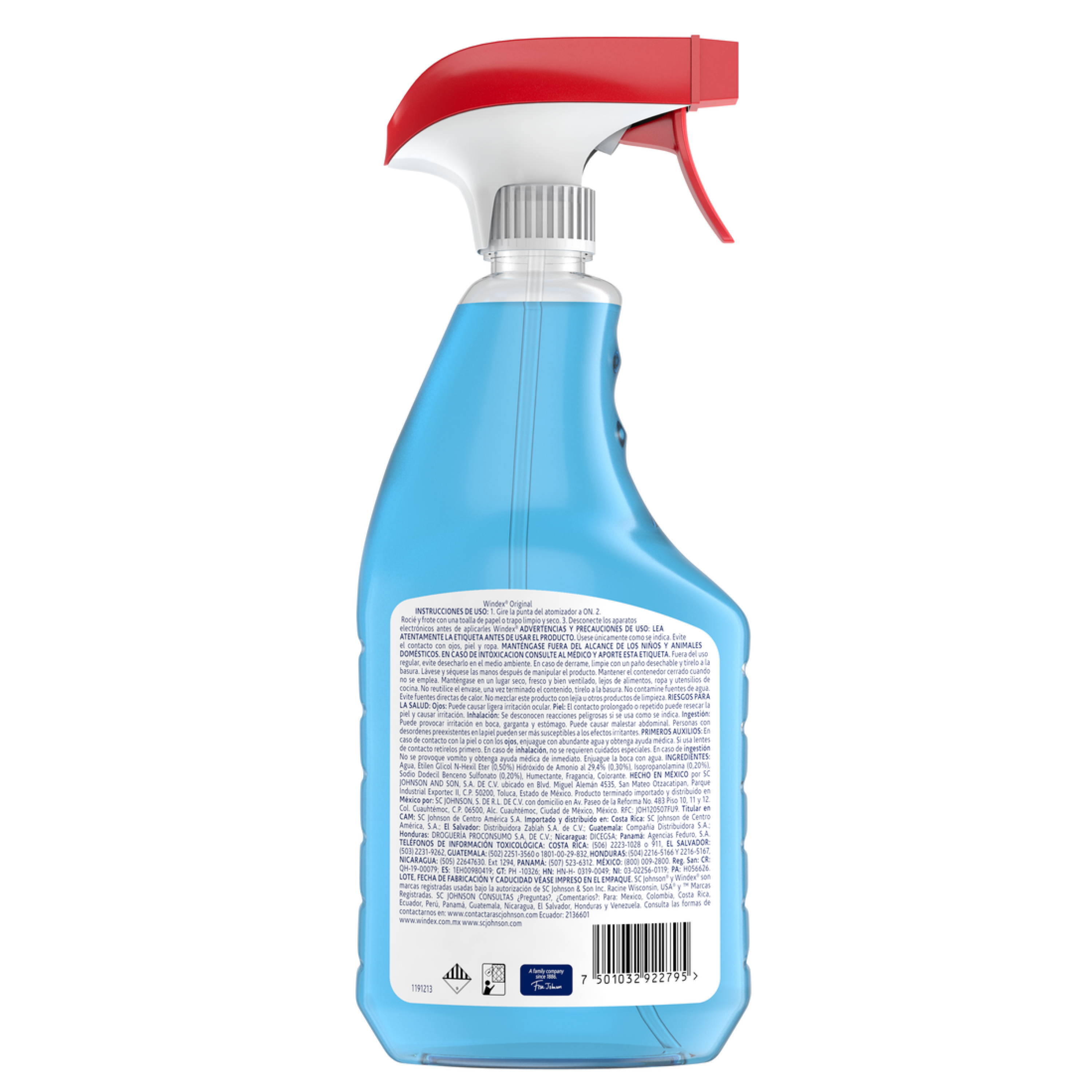 Windex Limpiador Líquido Para Vidrios y Superficies, Brillo Fácilmente, Original, 1 Atomizador, 640mL