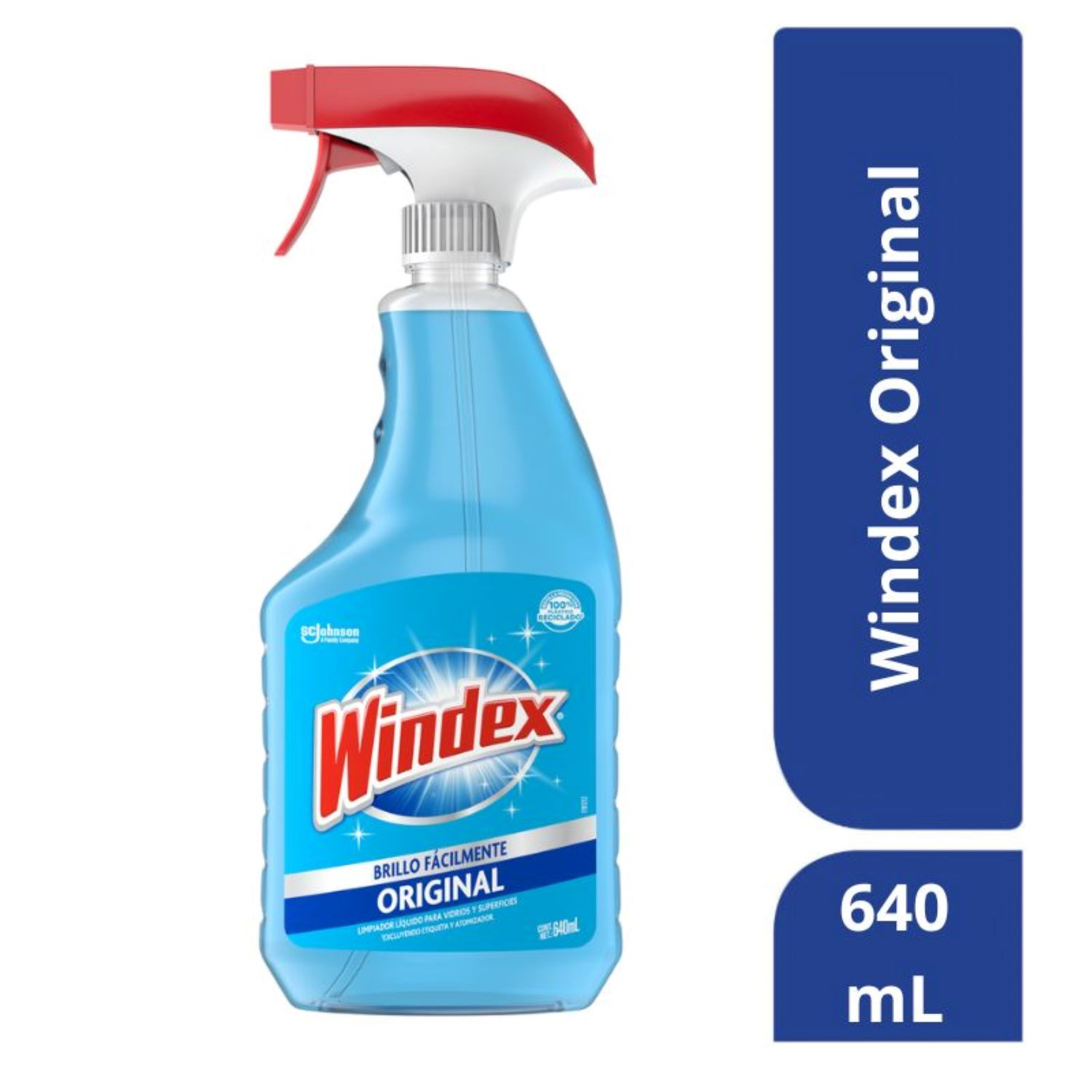 Windex Limpiador Líquido Para Vidrios y Superficies, Brillo Fácilmente, Original, 1 Atomizador, 640mL