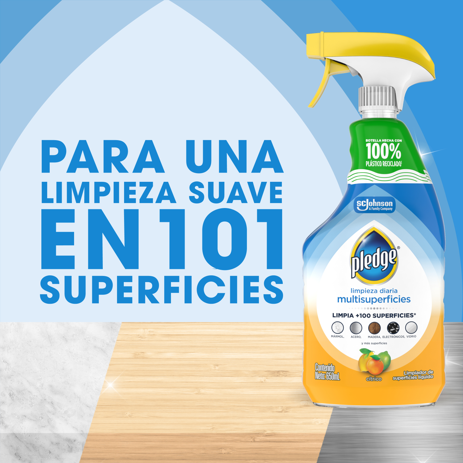 Pledge Limpiador Multisuperficies en Atomizador Cítrico 650 mL