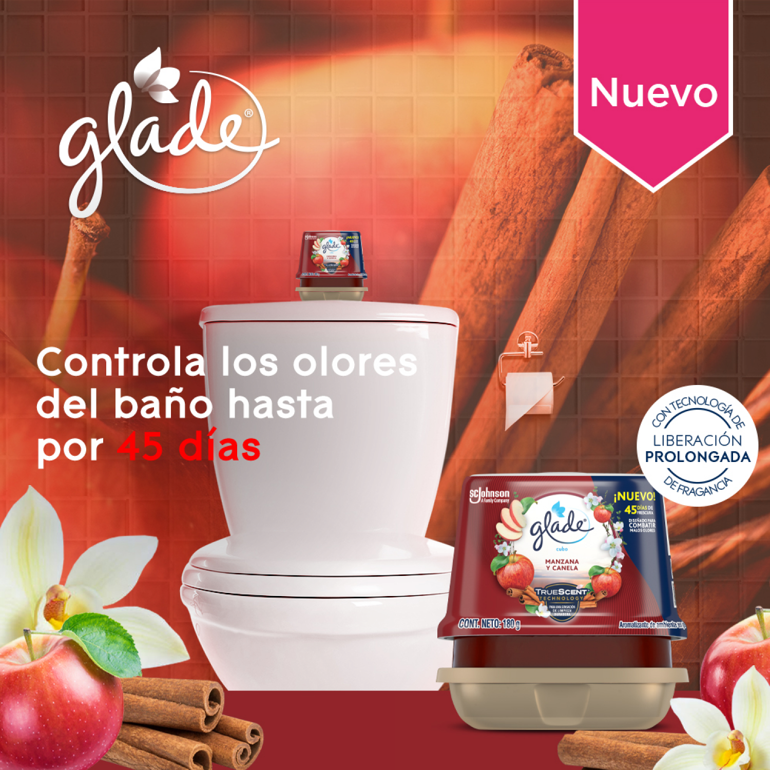 Glade Aromatizante de ambiente en gel Manzana Canela 180g