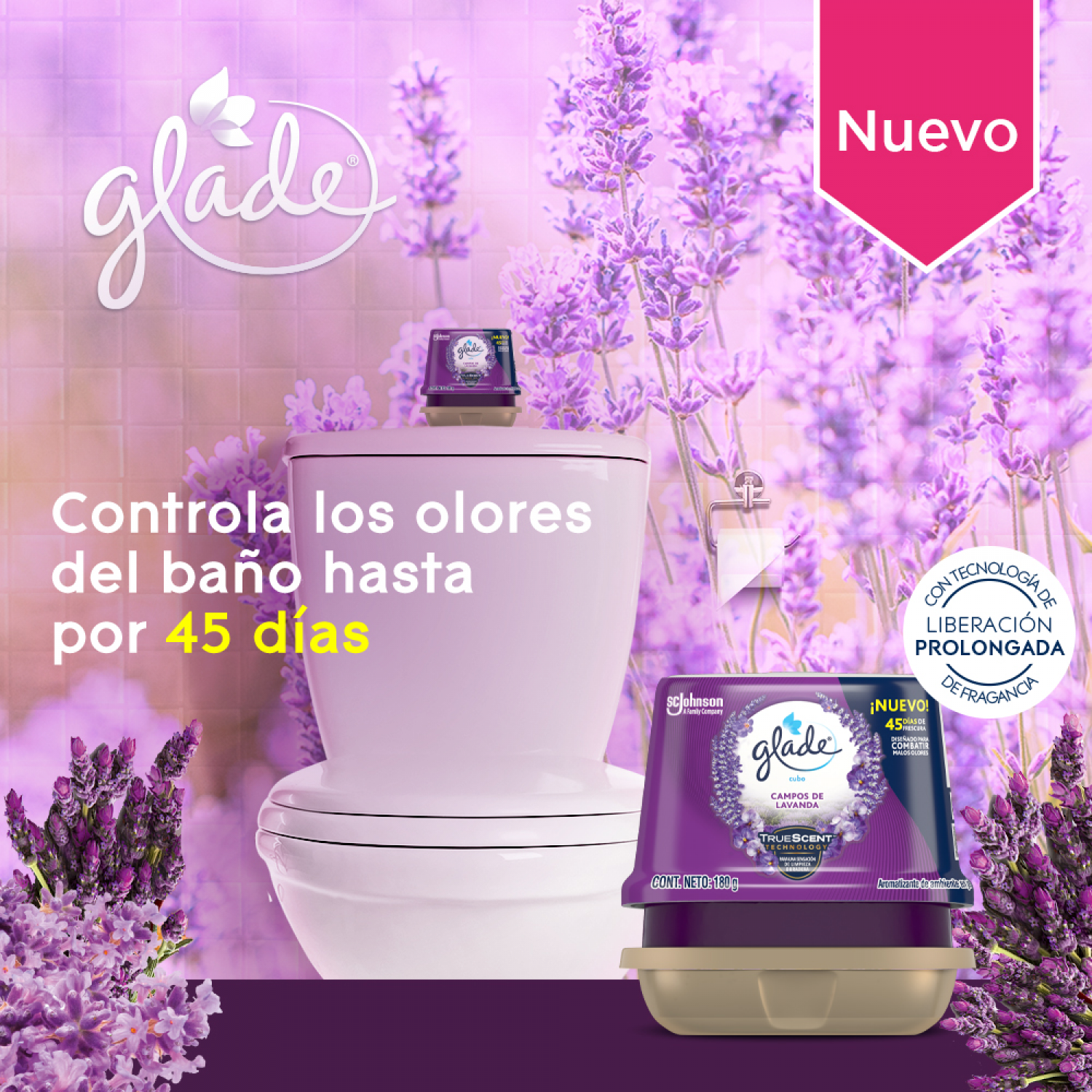 Glade Aromatizante de ambiente en gel Campos de Lavanda 180g