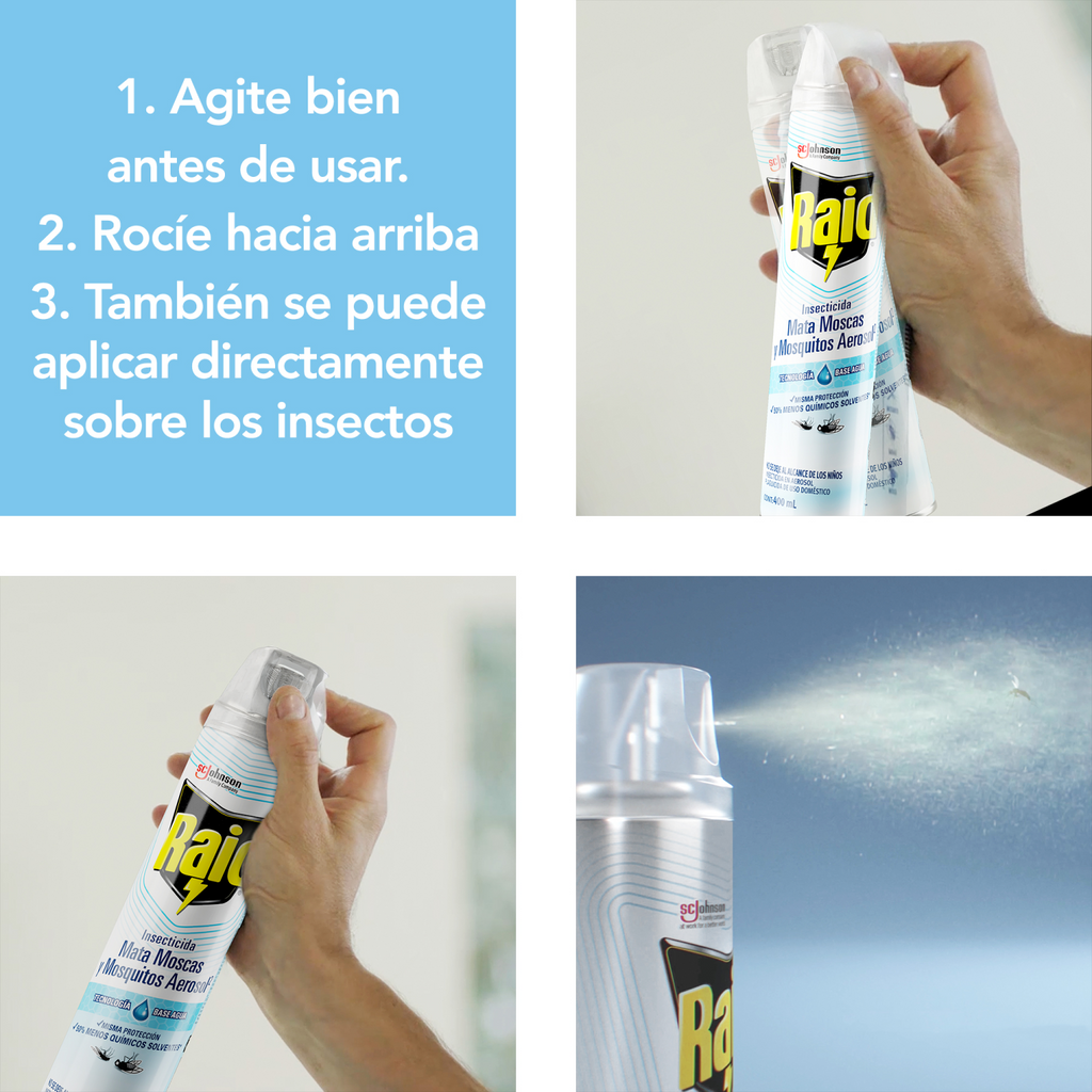 Raid Insecticida en Aerosol, Mata Moscas y Mosquitos ², Plaguicida de Uso Domestico, 400mL
