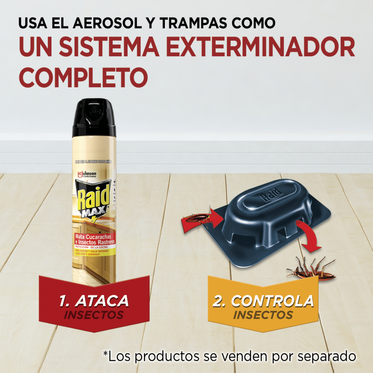 Raid Max® Insecticida en Aerosol, Mata Cucarachas y Insectos Rastreros, Plaguicida de Uso Domestico, 400mL