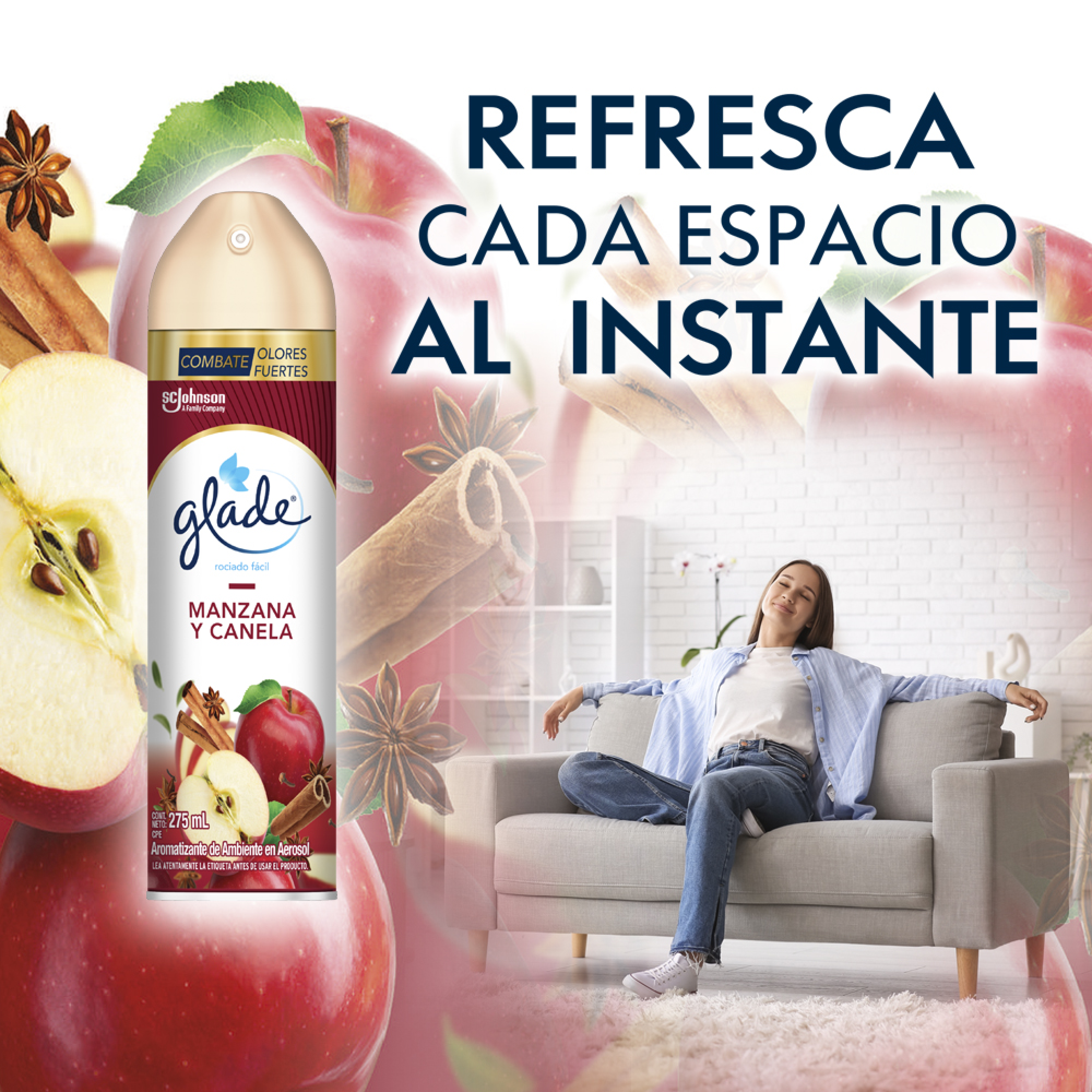 Glade Aromatizante Aerosol Manzana y Canela 275ml