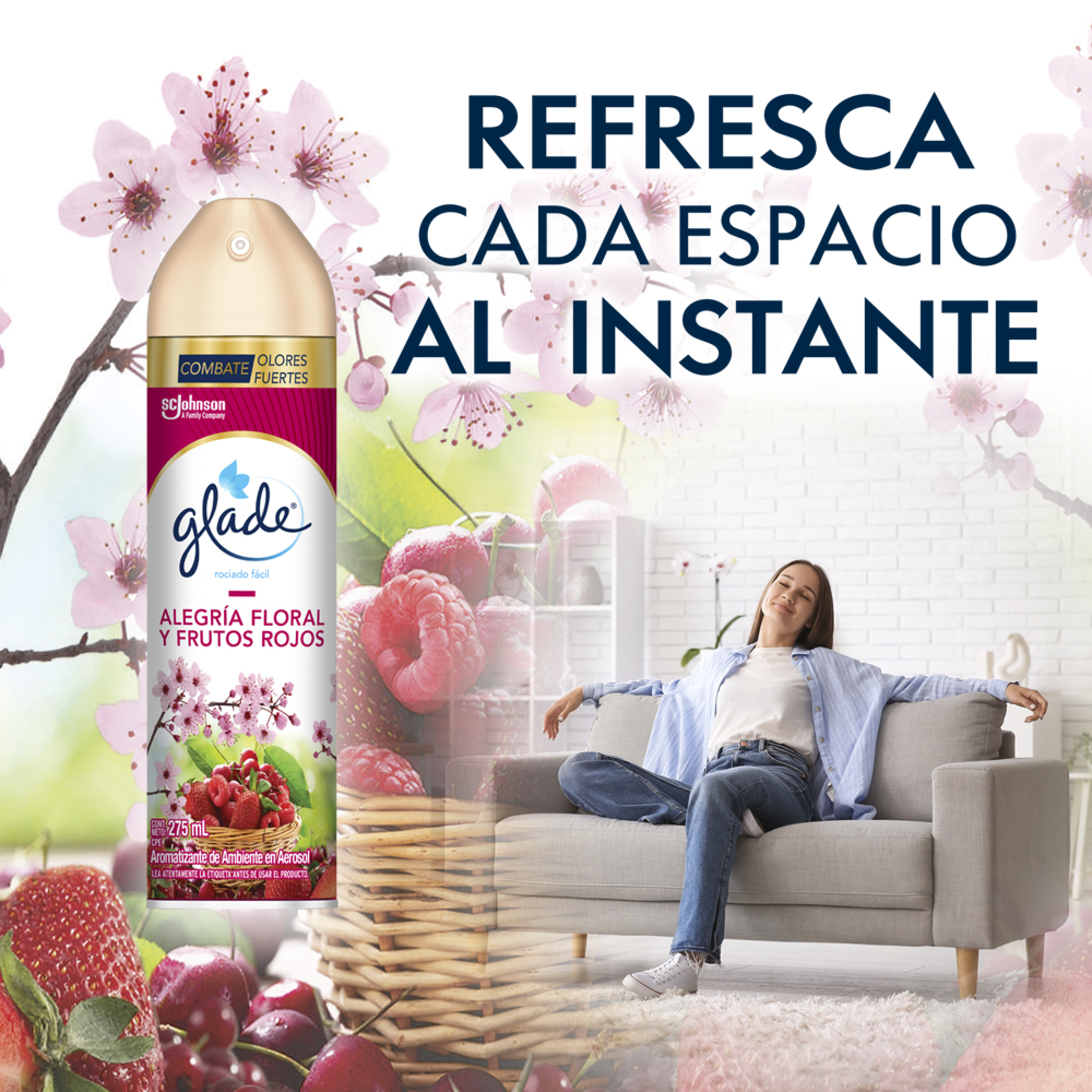 Glade Aerosol Alegría Floral y Frutos Rojos 275ml