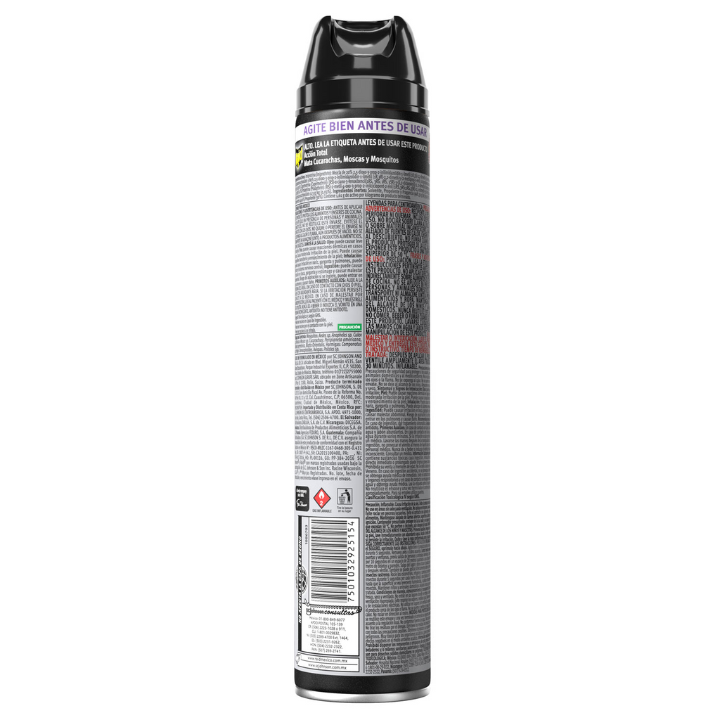 Raid Insecticida en Aerosol, Acción Total, Mata Cucarachas, Moscas, y Mosquitos, Aroma Lavanda, 400mL