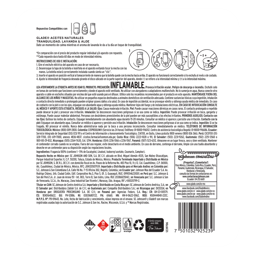 Glade Aceites Naturales 3 Repuestos Lavanda & Aloe 63 mL