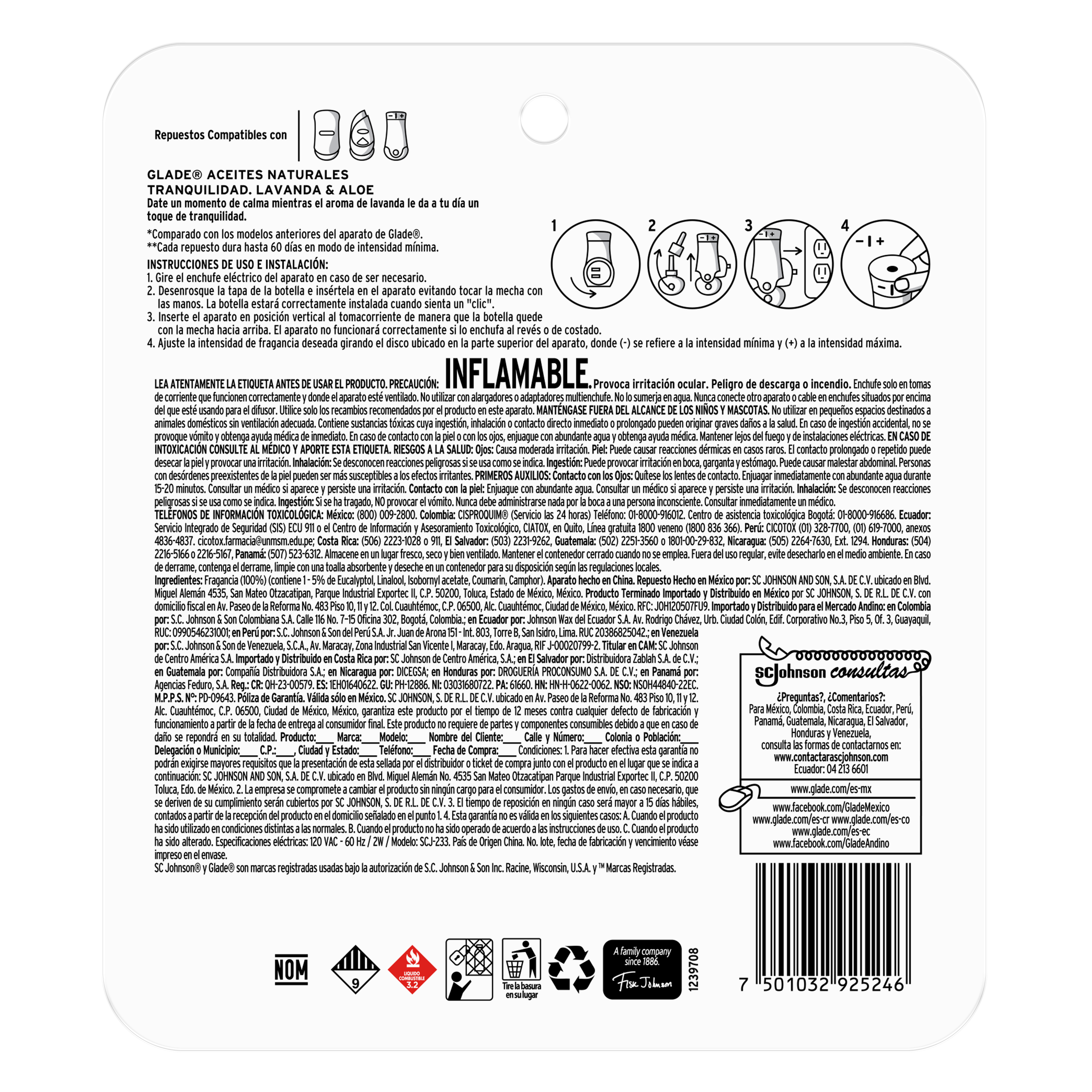 Glade Aceites Naturales Aparato Lavanda & Aloe 21 mL
