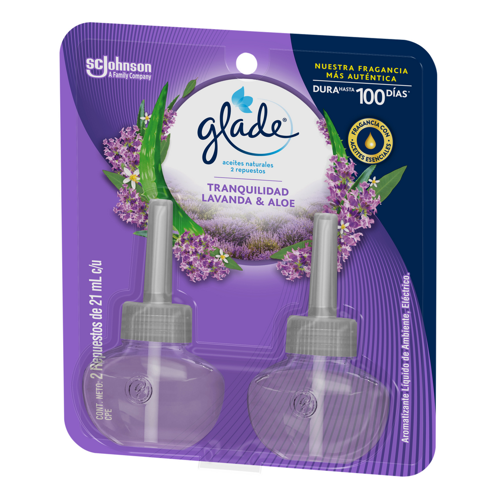 Glade Aromatizante Aceites Naturales Repuesto x2 Lavanda y Aloe 42 mL