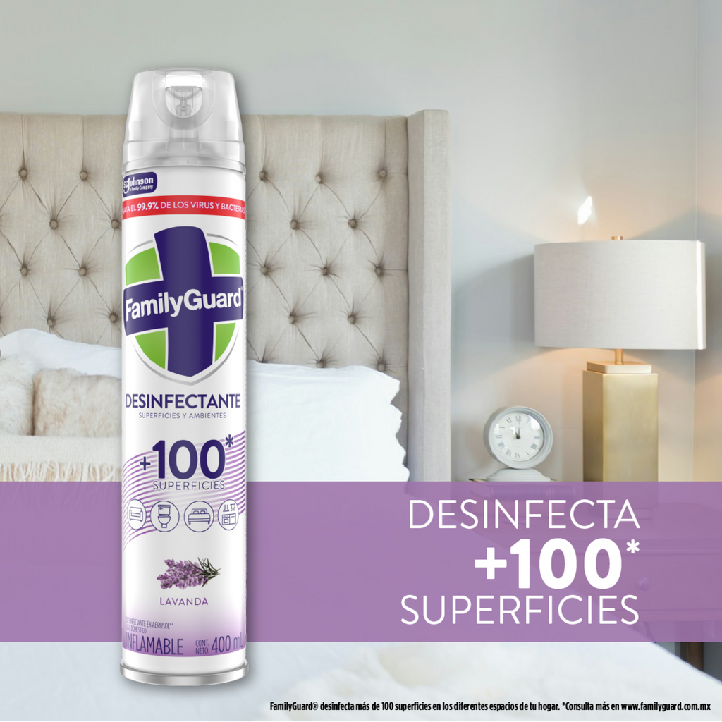FamilyGuard Desinfectante y Eliminador de Olores en Aerosol Lavanda 400 ml