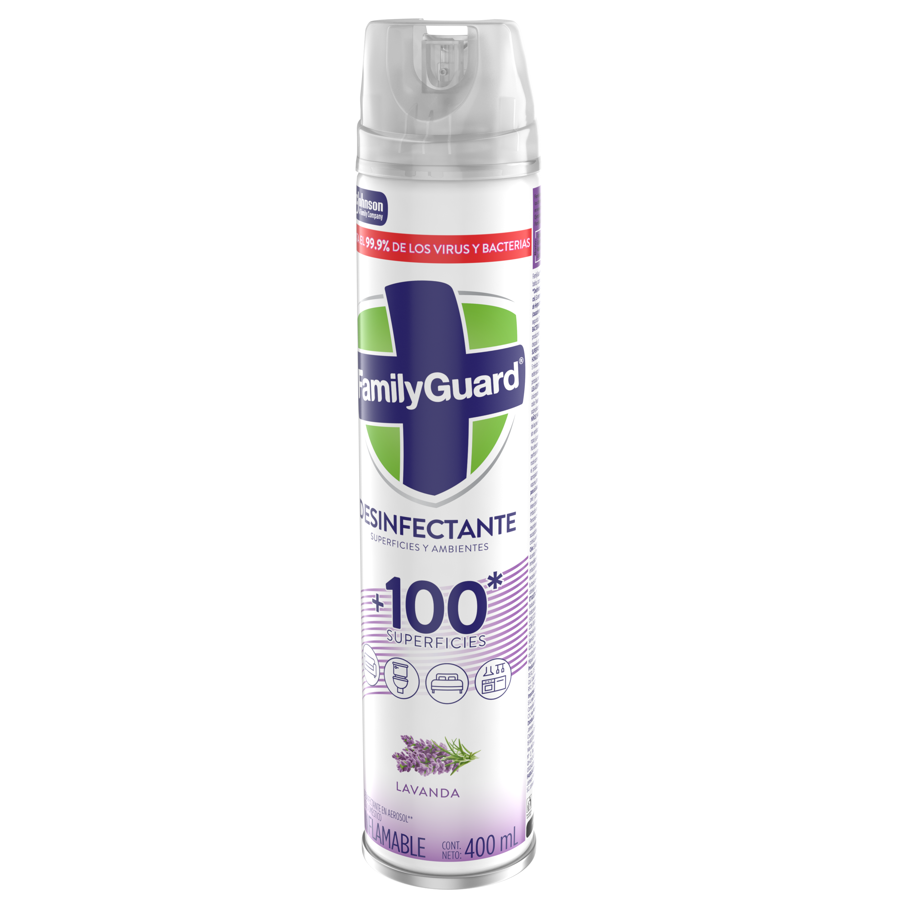 FamilyGuard Desinfectante y Eliminador de Olores en Aerosol Lavanda 400 ml