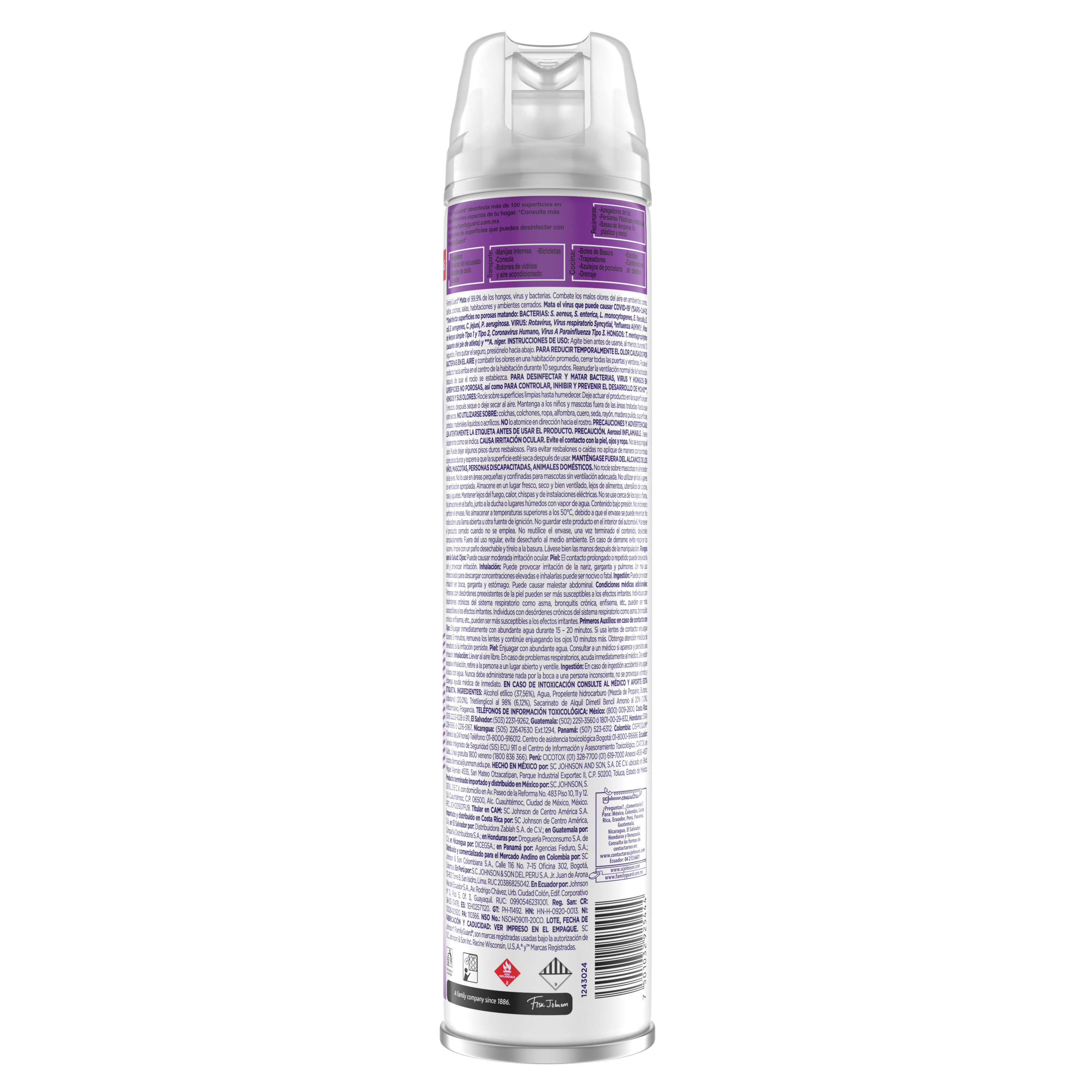 FamilyGuard Desinfectante y Eliminador de Olores en Aerosol Lavanda 400 ml