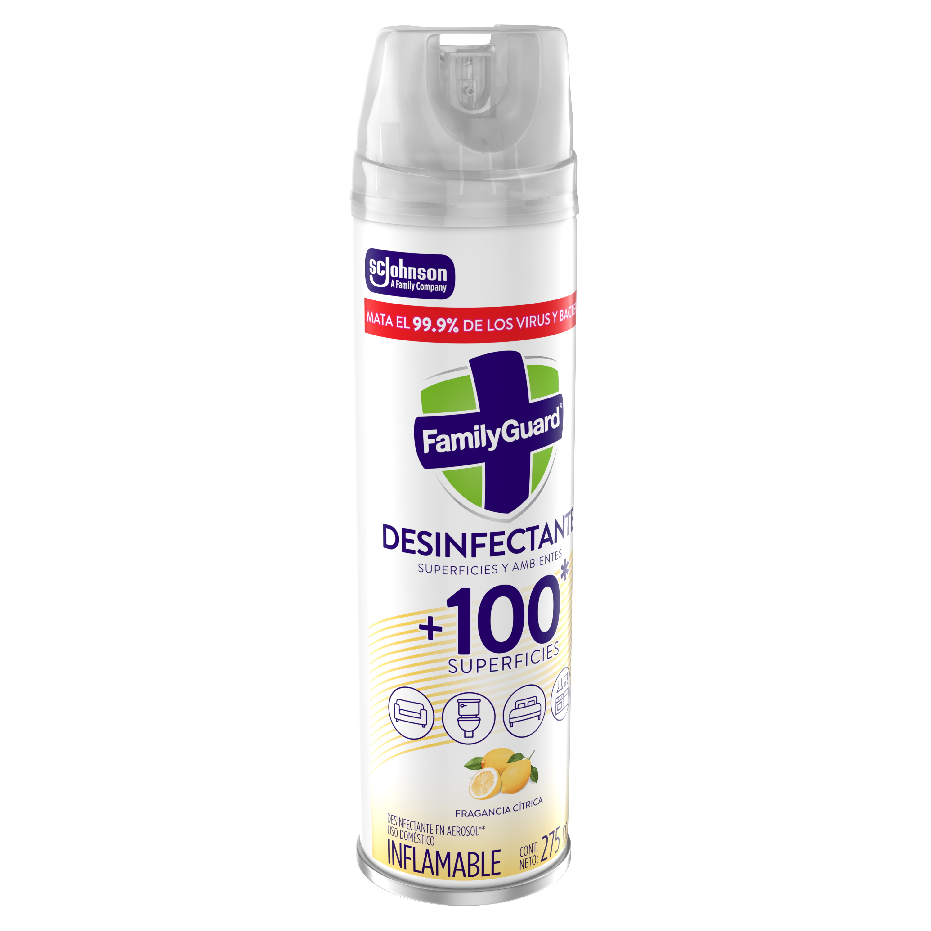 FamilyGuard Desinfectante y Eliminador de Olores en Aerosol Cítrico 275 ml