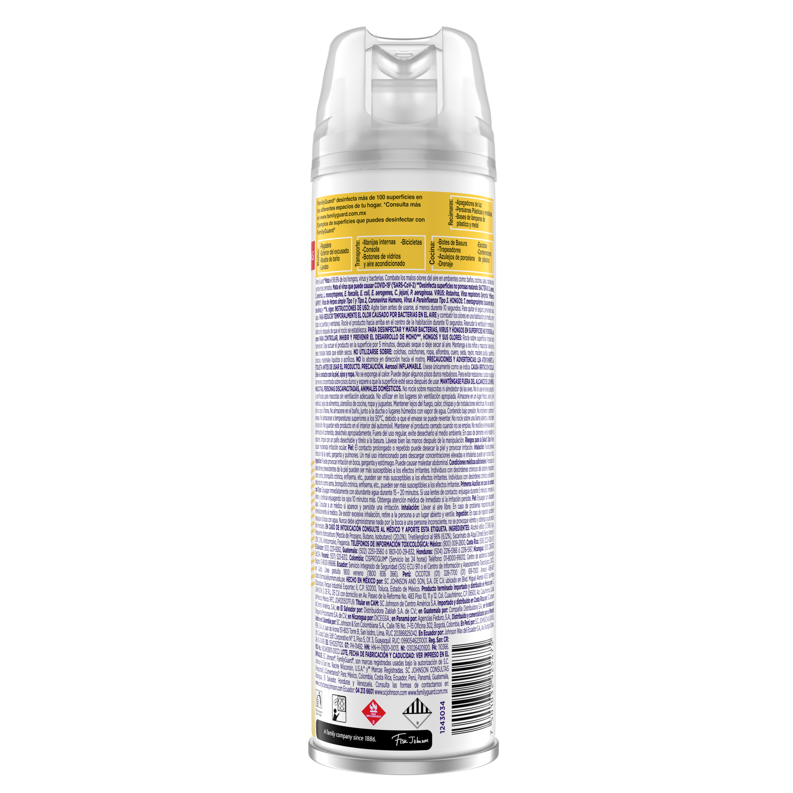 FamilyGuard Desinfectante y Eliminador de Olores en Aerosol Cítrico 275 ml