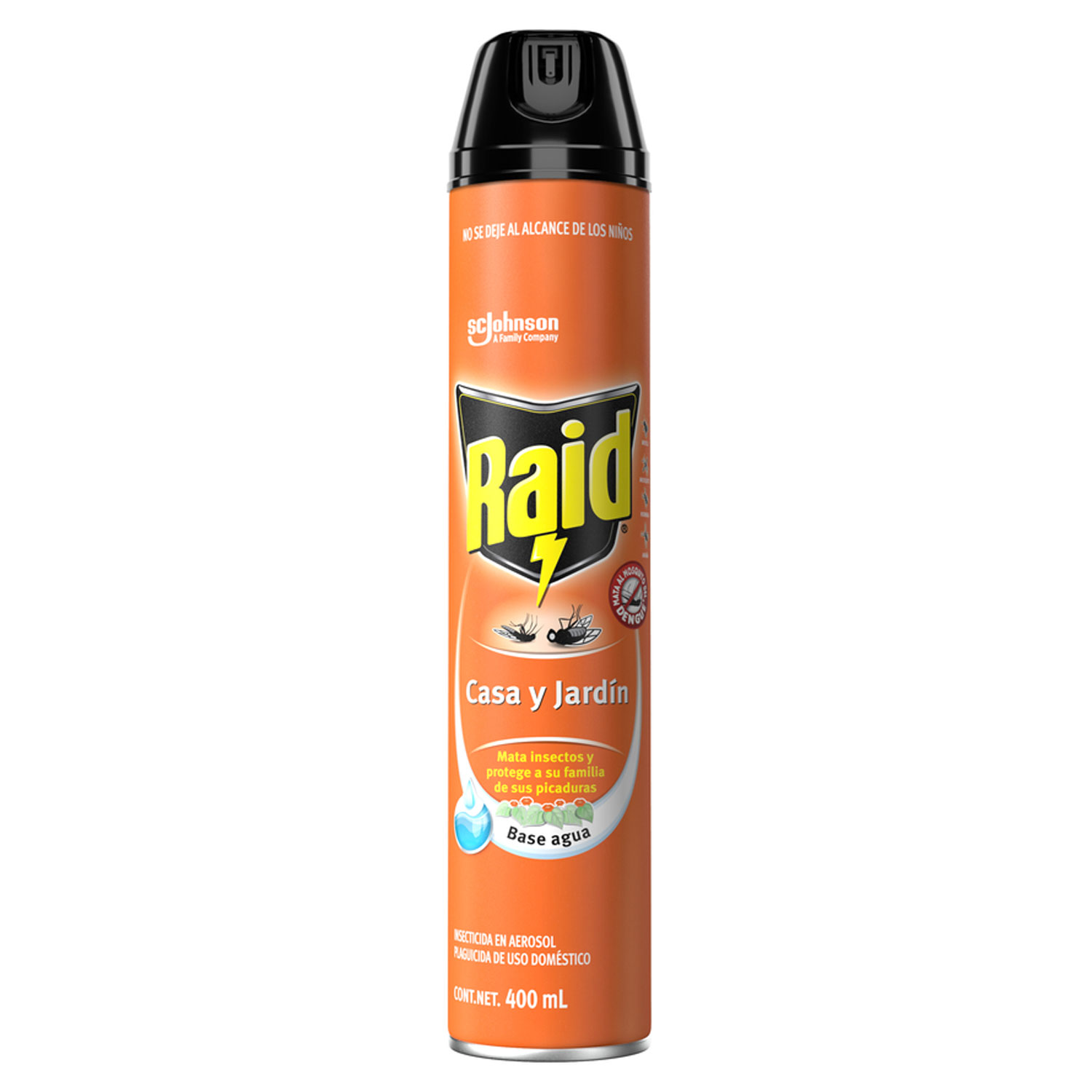 Raid®Insecticida en Aerosol para Casa y Jardín, Mata Insectos Voladores y Rastreros, Plaguicida de Uso Domestico, 400mL