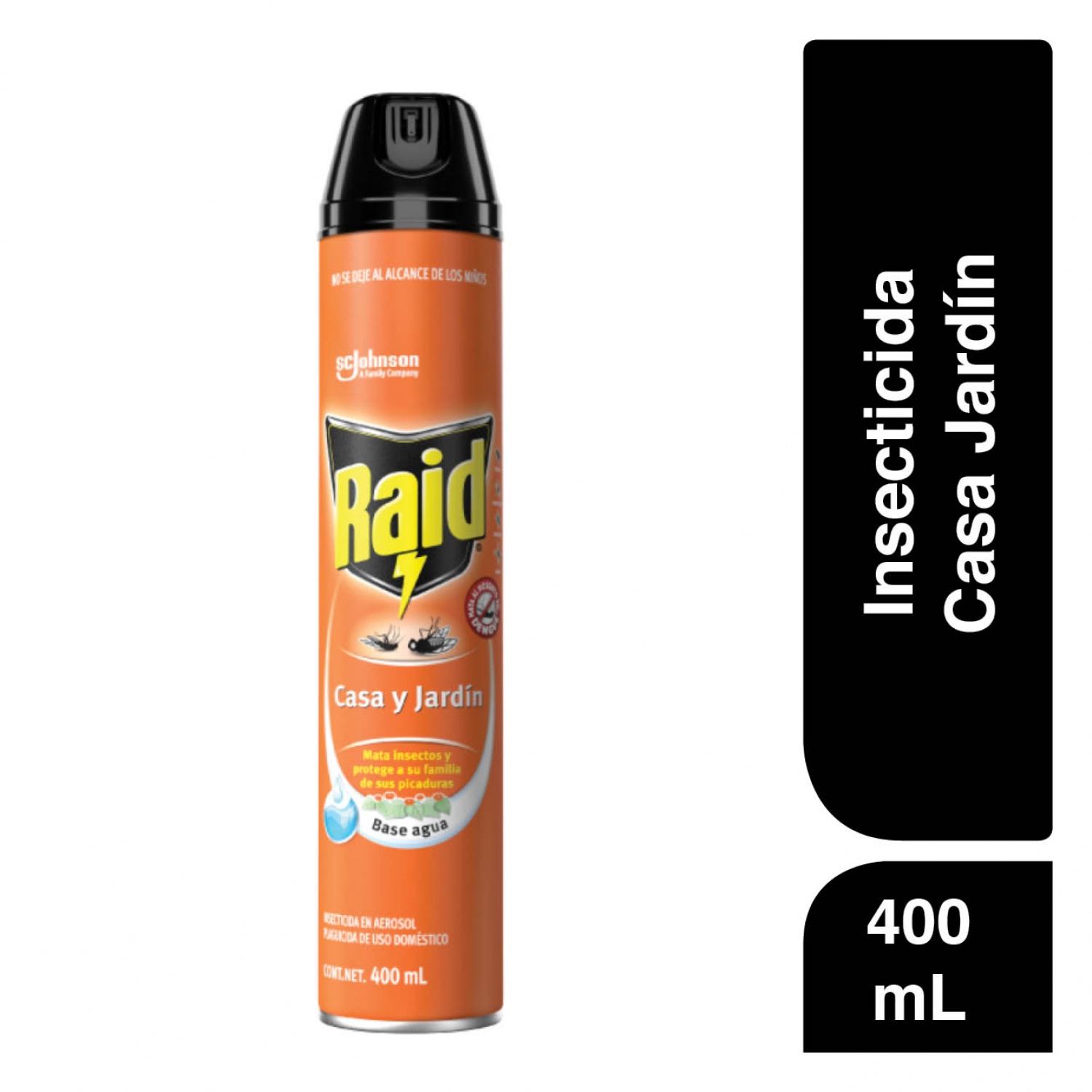 Raid®Insecticida en Aerosol para Casa y Jardín, Mata Insectos Voladores y Rastreros, Plaguicida de Uso Domestico, 400mL