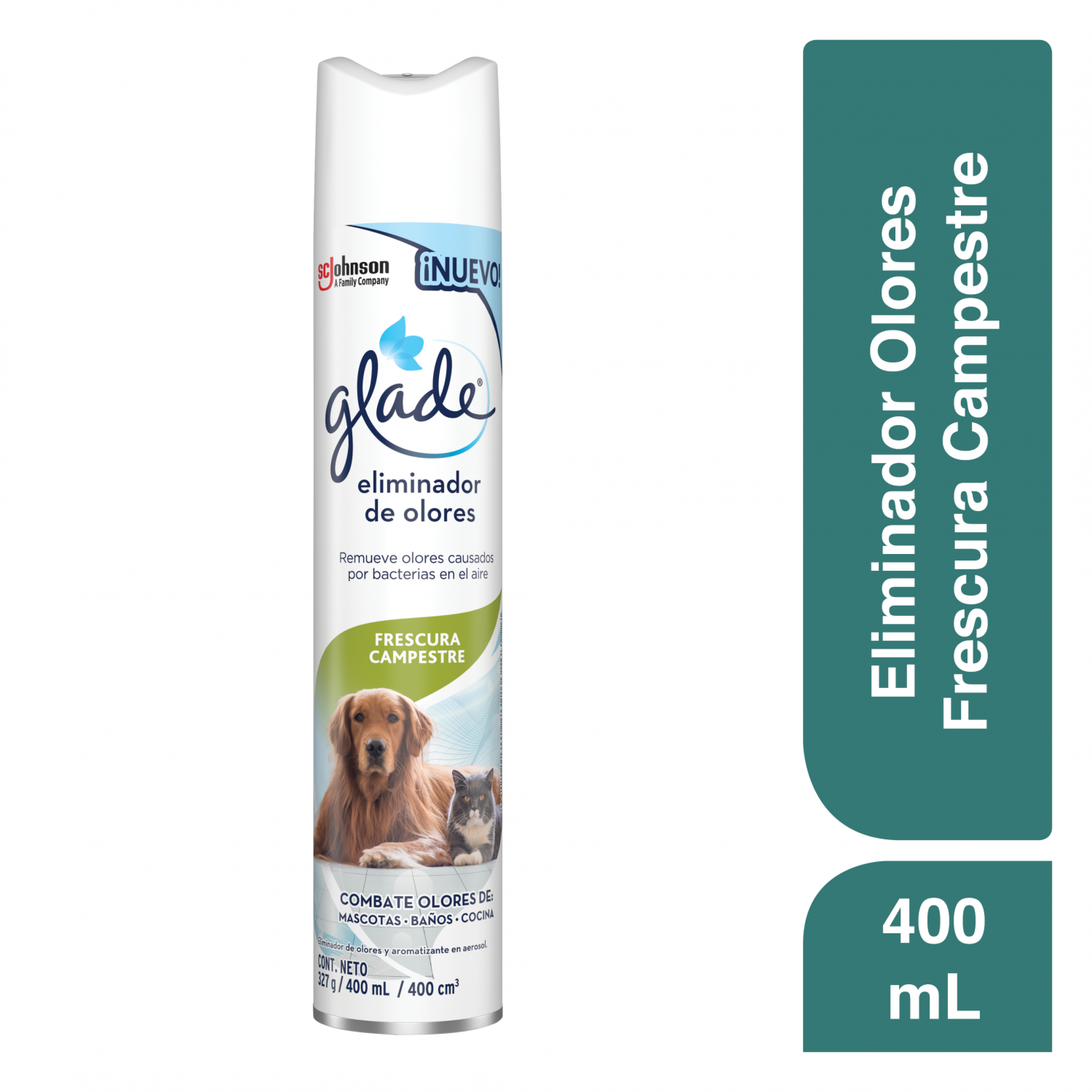 Glade Aromatizante Eliminador de olores aerosol frescura campestre, 400 ml