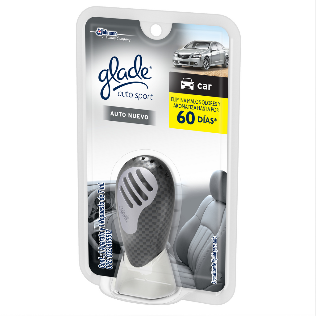 Glade Aromatizante para Carro Auto Sport Aparato Auto Nuevo 7ml