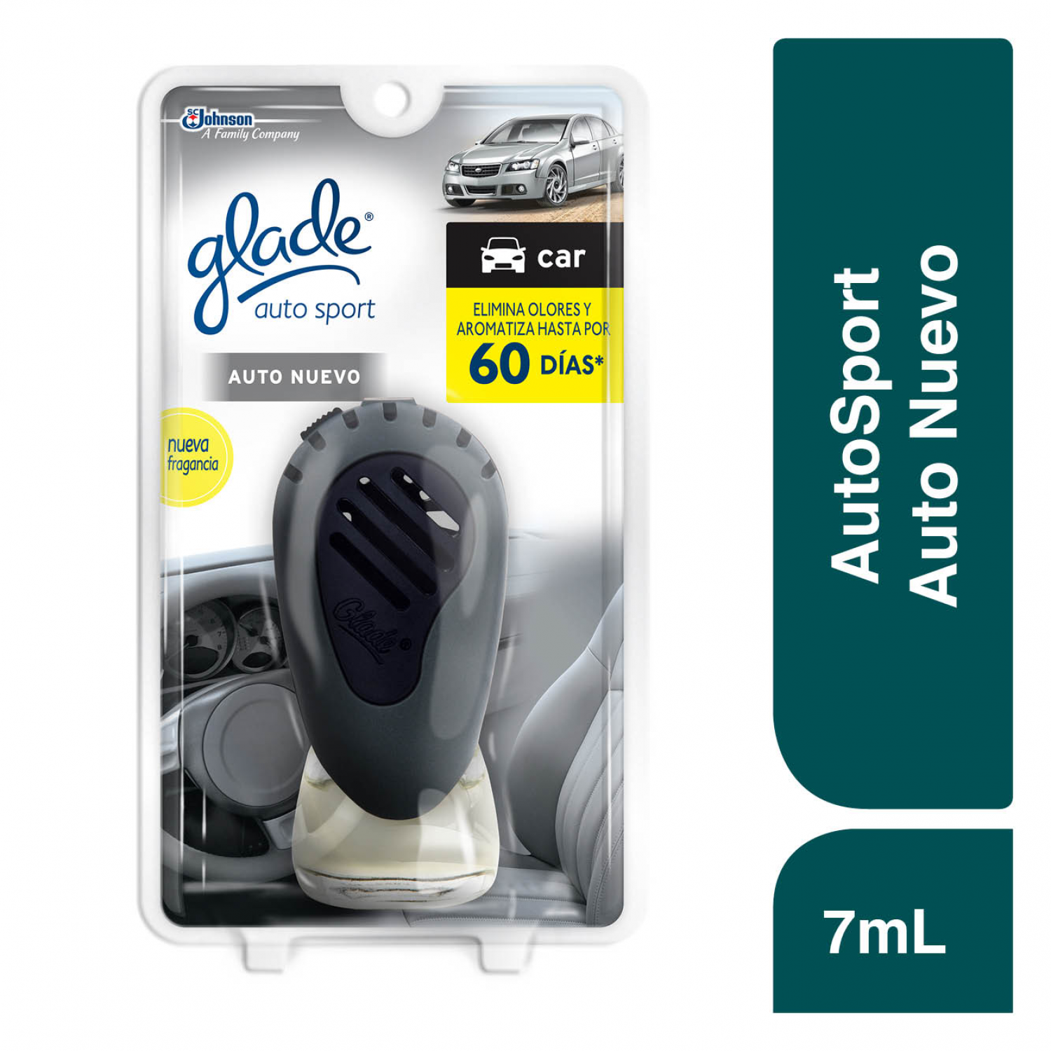 Glade Aromatizante para Carro Auto Sport Aparato Auto Nuevo 7ml