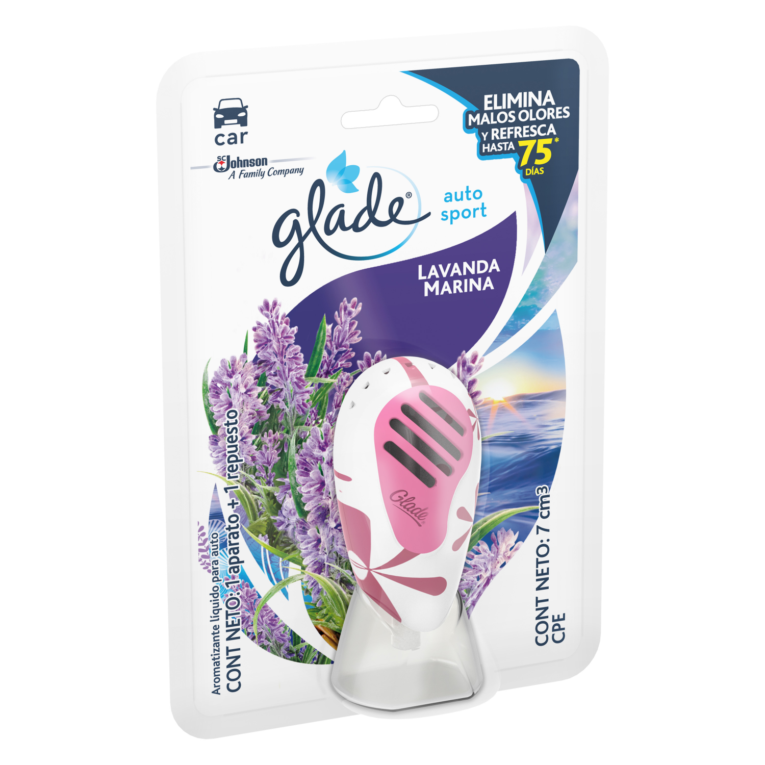 Glade Aromatizante para Carro Auto Sport Aparato Lavanda Marina 7ml