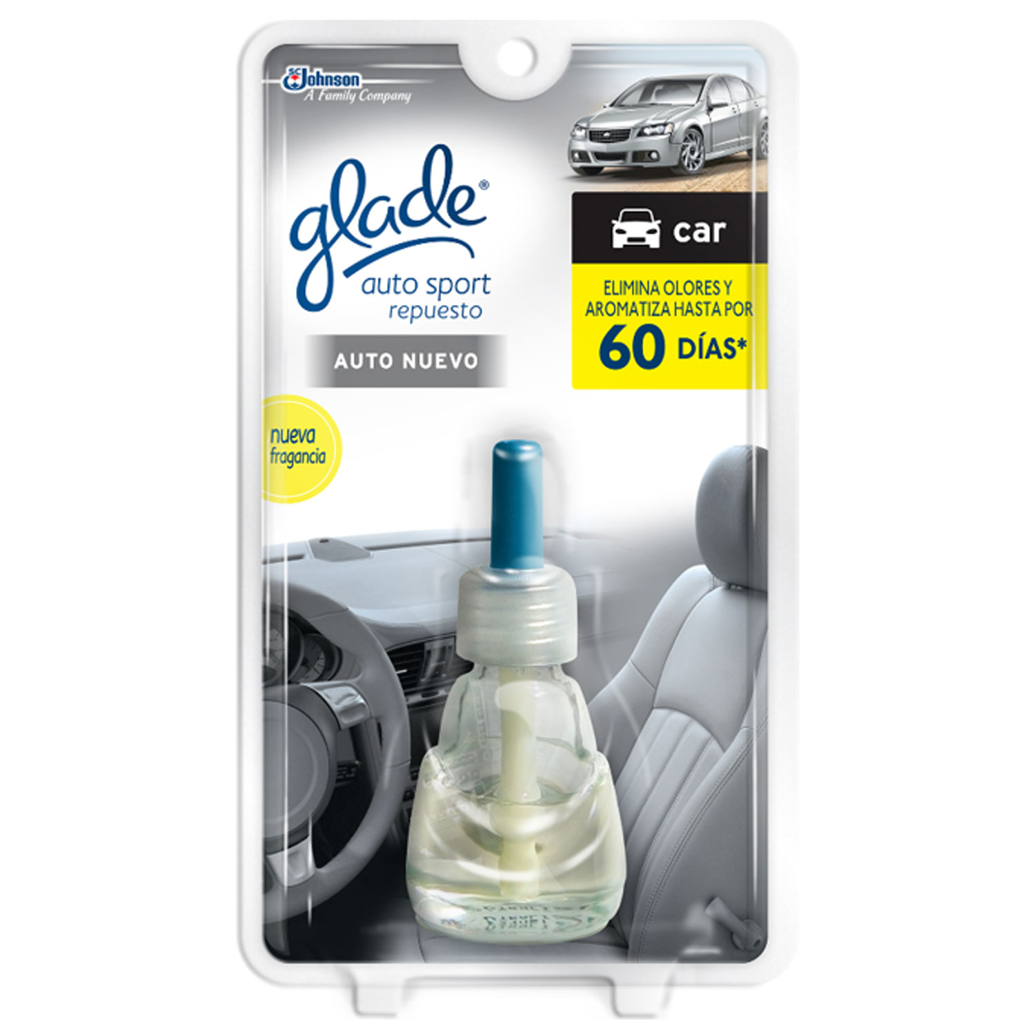 Glade Aromatizante para Carro Auto Sport Repuesto Auto Nuevo 7ml