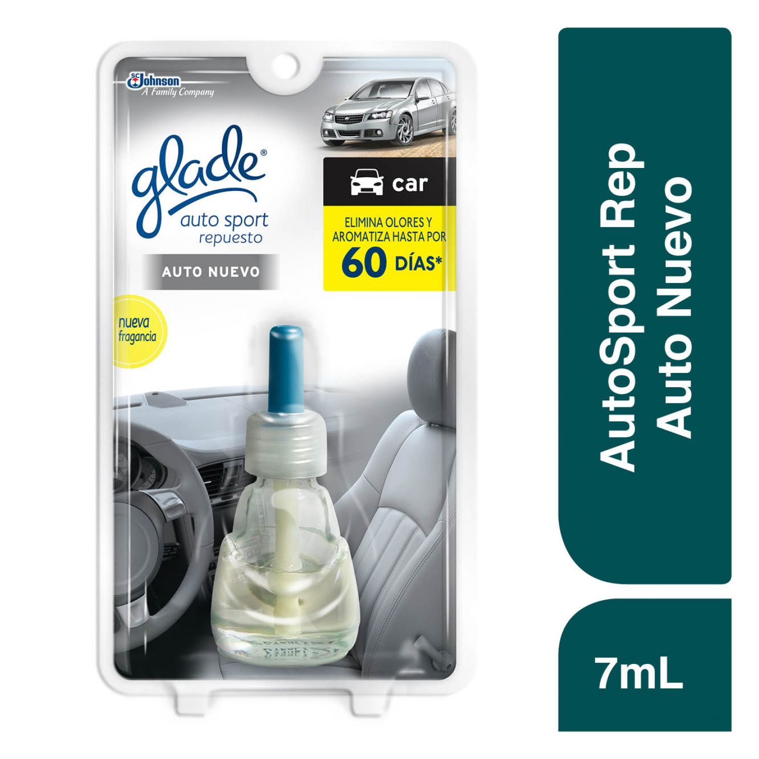 Glade Aromatizante para Carro Auto Sport Repuesto Auto Nuevo 7ml